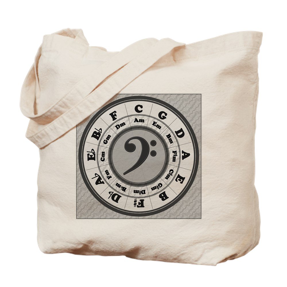 Bass Clef Circle of Fifths Tote Bag - Natural Canvas Reusable Shopping Bag for Music Lovers | Perfect for Groceries, Books & Music Accessories
