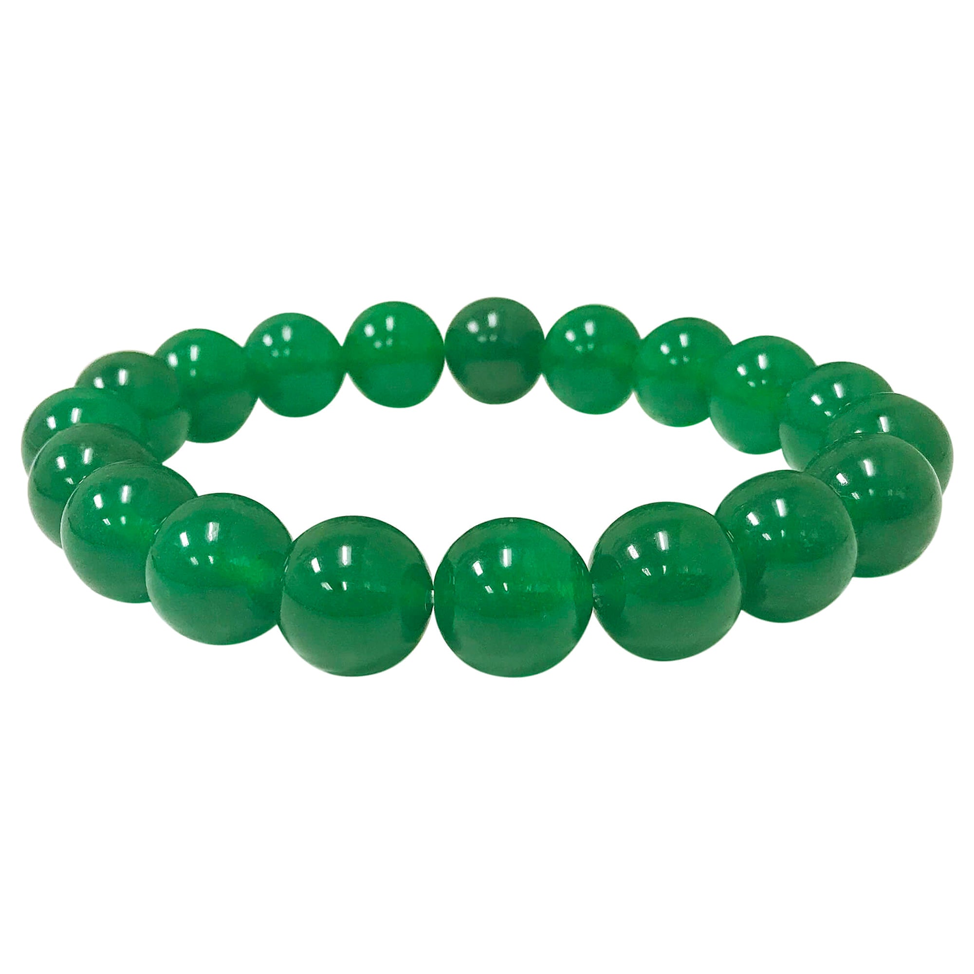Handmade 10mm Round Stretch Dyed Green Agate Bead Unisex Bracelet - Natural Stone Jewelry for Men & Women - Perfect for Yoga, Meditation & Boho Fashion