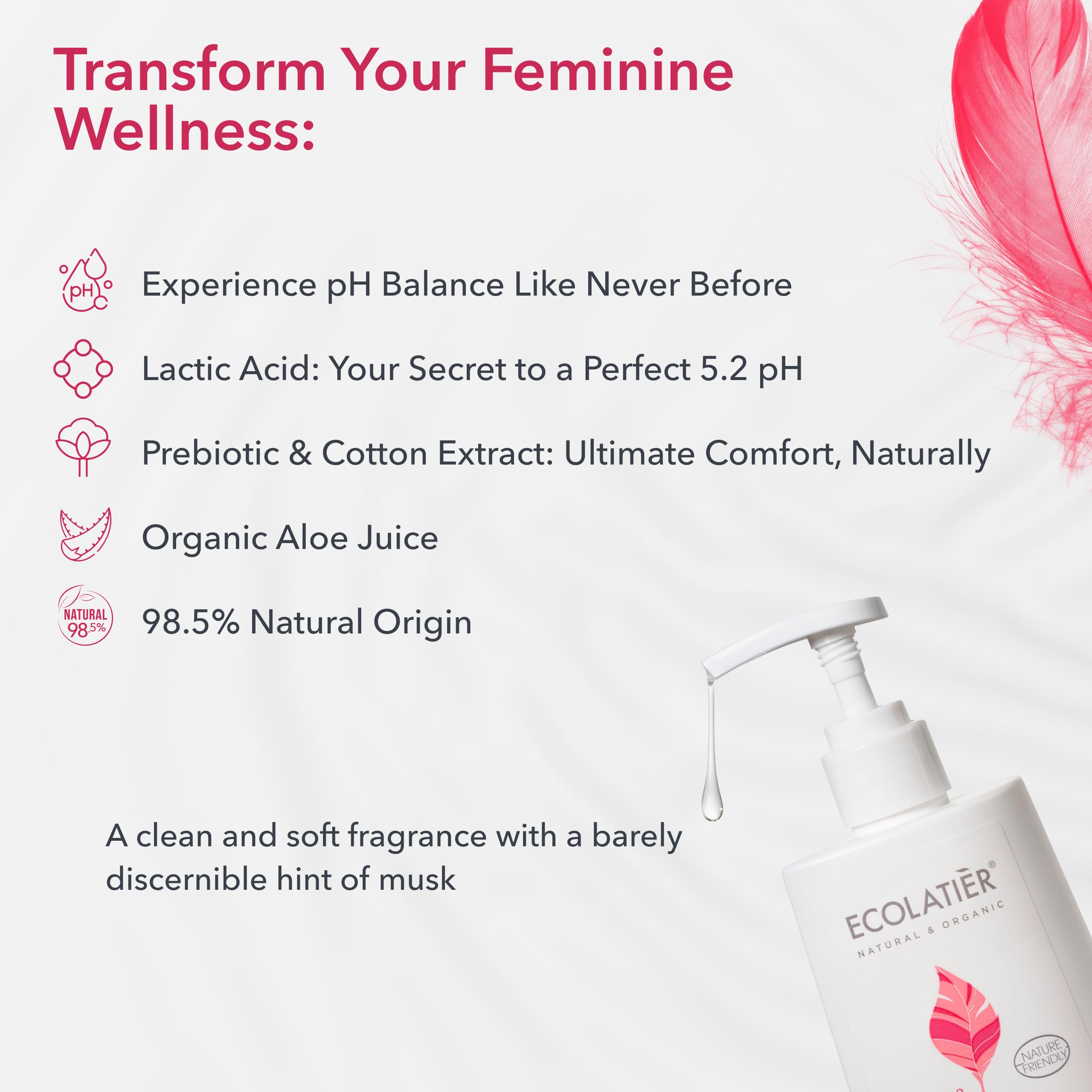 Natural Intimate Hygiene Gel with Cotton Extract – 98.5% Vegan Feminine Wash for Women | pH 5.2 Balanced, Gentle Daily Cleanser | Restores Moisture & Microflora | 8.5 Fl Oz | Perfect for Sensitive Skin & Post-Workout Refreshment