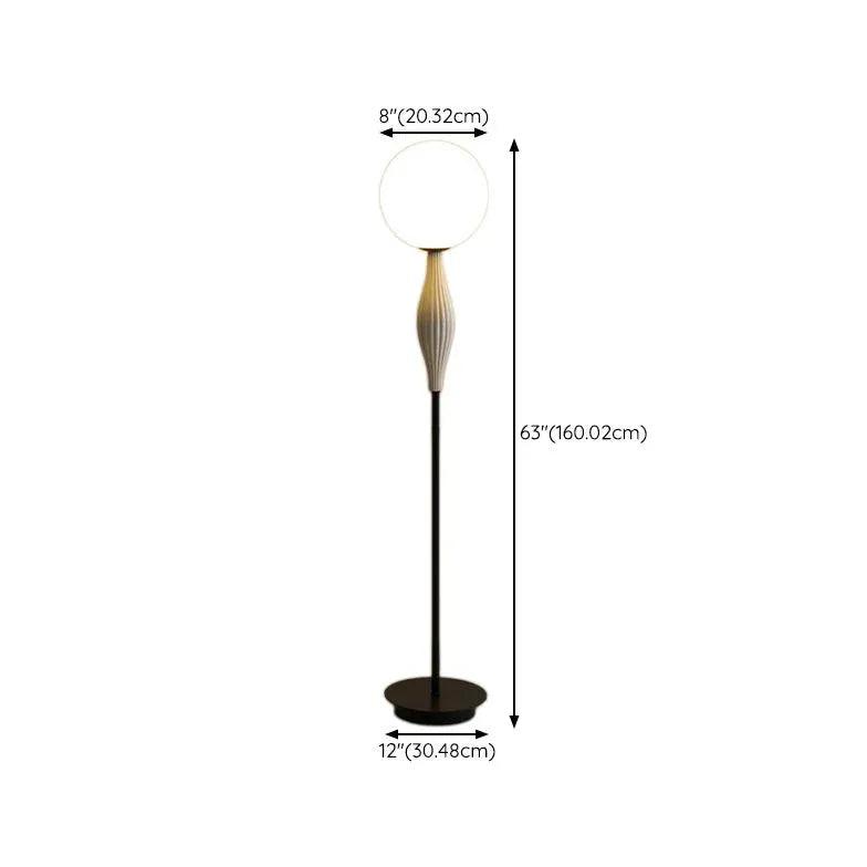 Modern White Sphere Long Rod Minimalist Floor Lamp - Sleek Contemporary Lighting for Living Room, Bedroom & Office Decor