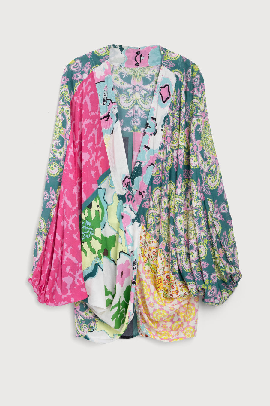 Stylish Multicolor Mixed Pattern Kimono Robe for Women - Perfect for Loungewear, Beach Cover-Up & Boho Fashion