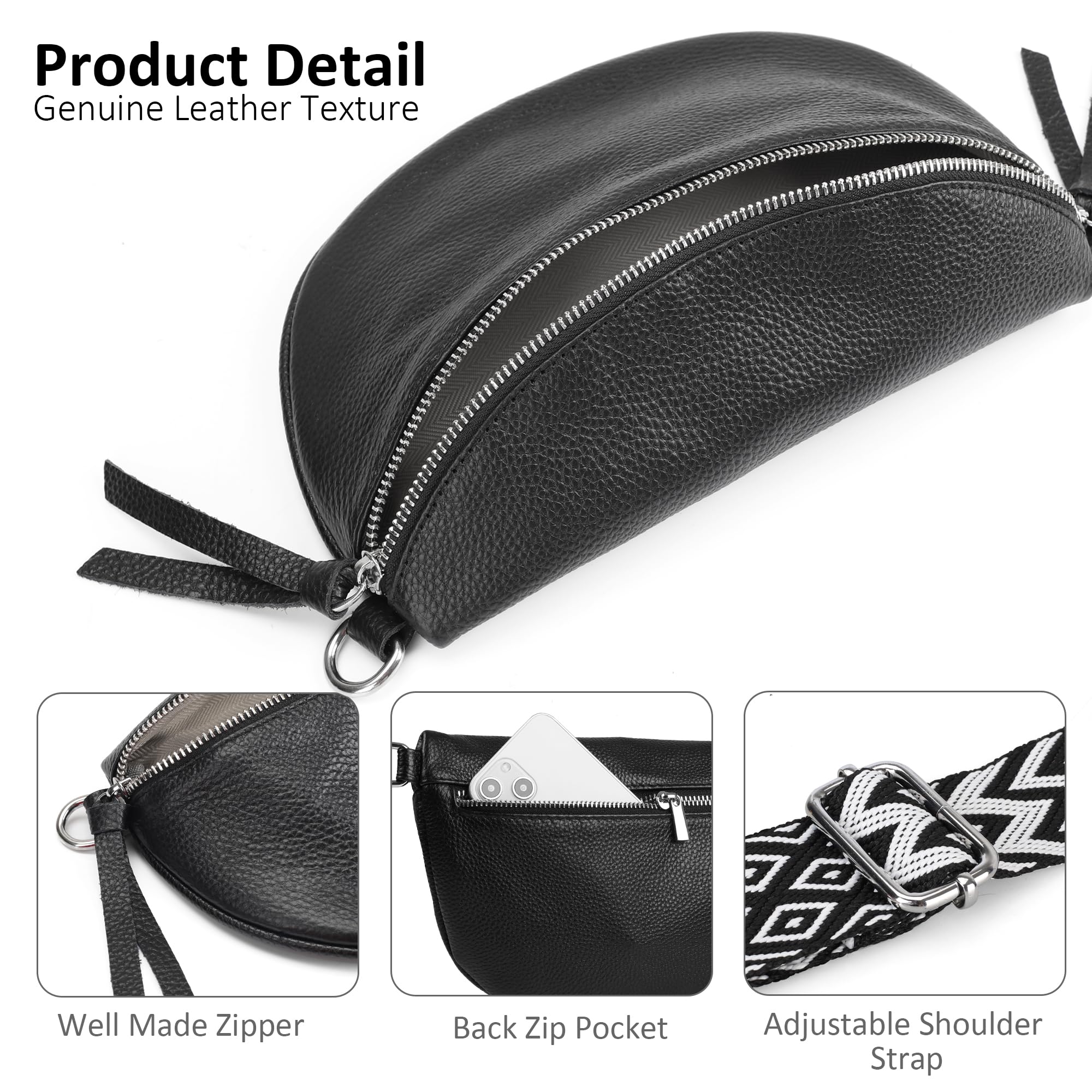 Befen Genuine Leather Small Sling Bag for Women - Crossbody Fanny Pack Purse, Perfect Gift for Teen Girls & Travel Accessories (Ideal for Shopping, Concerts & Outdoor Adventures)