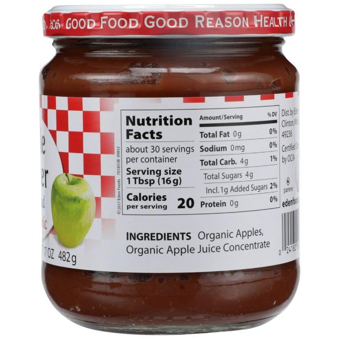 Organic Apple Butter by Eden Foods - 12 Pack (17 Oz Each) | Bulk Value Multi-Pack | Perfect for Toast, Baking & Healthy Snacks
