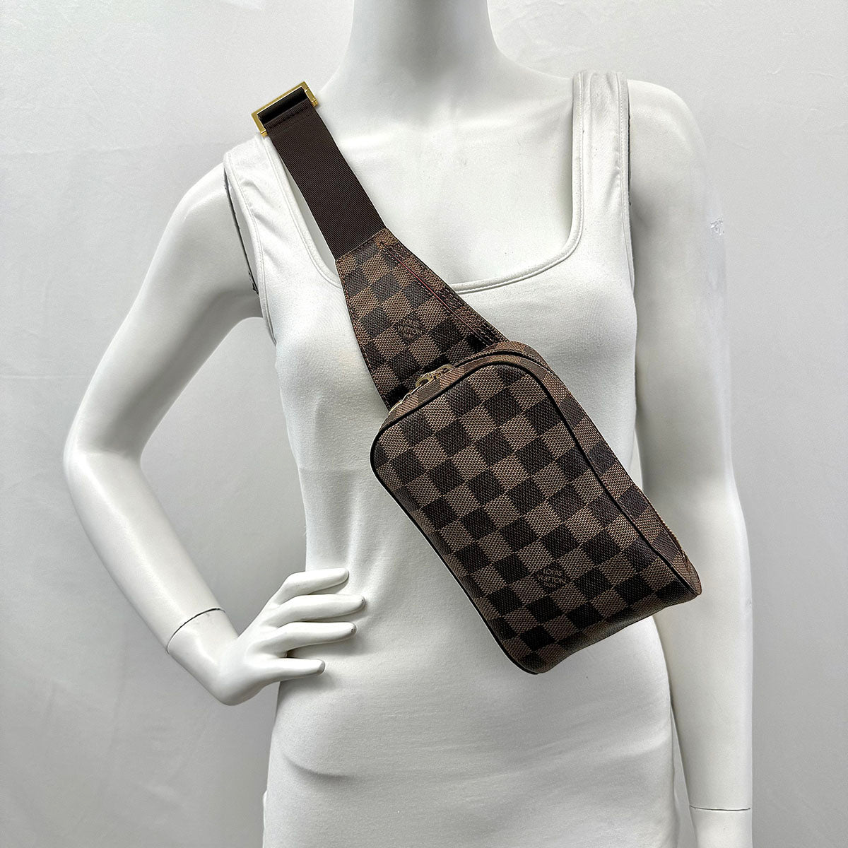 Louis Vuitton Damier Ebene Geronimos Belt Bag for Women - Luxury Crossbody Fanny Pack - Perfect for Travel, Shopping & Everyday Use