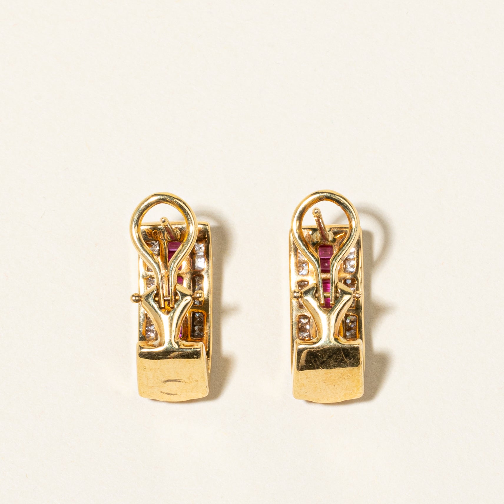 18K Yellow Gold Ruby and Diamond Stud Earrings | 0.85ctw Ruby & 0.63ctw Diamond | Elegant Jewelry for Women, Gift for Anniversary, Birthday, Valentine's Day