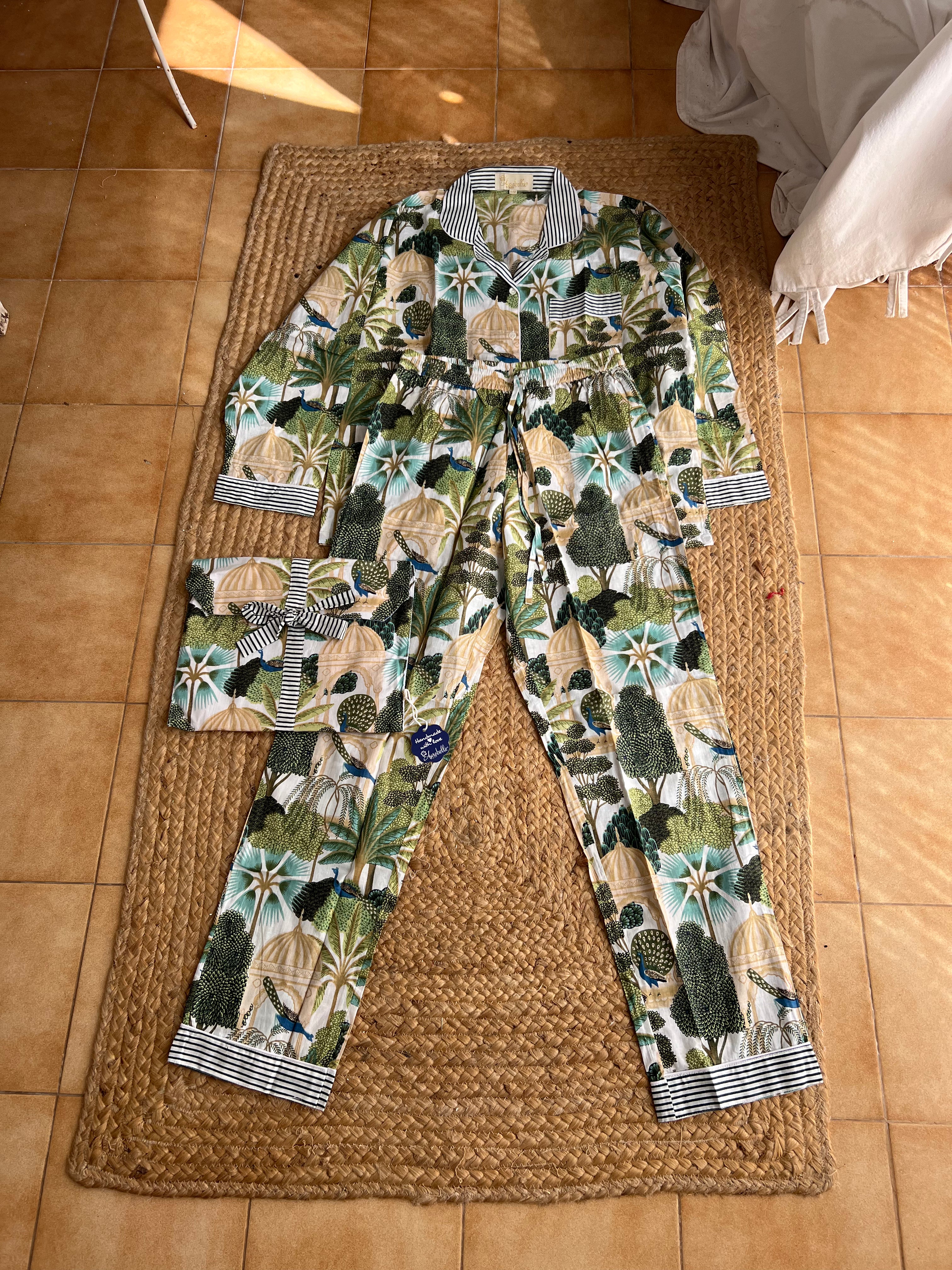 Cozy Green Mughal Palace Pajama Set - Soft Lounge Wear for Women & Men - Perfect for Sleepwear, Relaxing at Home & Spa Days
