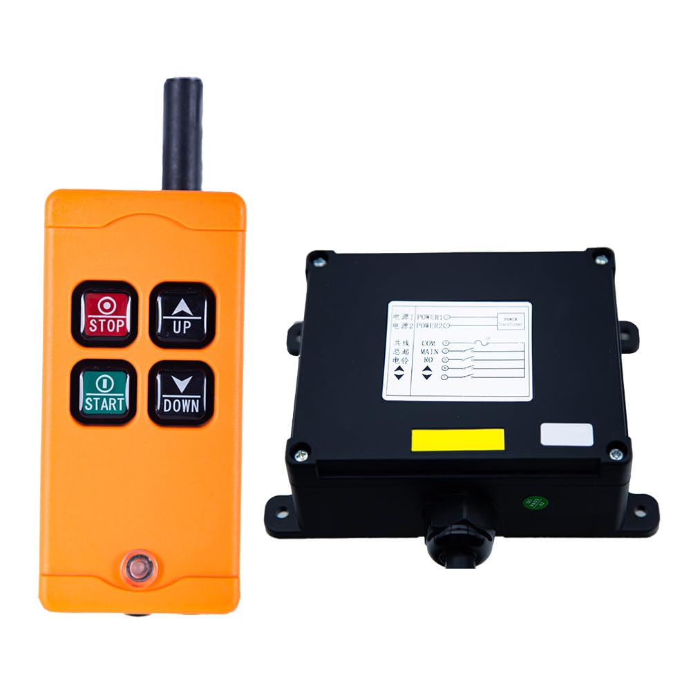 HB-2S Industrial Wireless Crane Remote Control 12V 24V Lift Hoist Radio Switch Transmitter and Receiver (1 Transmitter + DC12-24V Receiver) - Heavy Duty Construction, Warehouse & Factory Equipment Operation