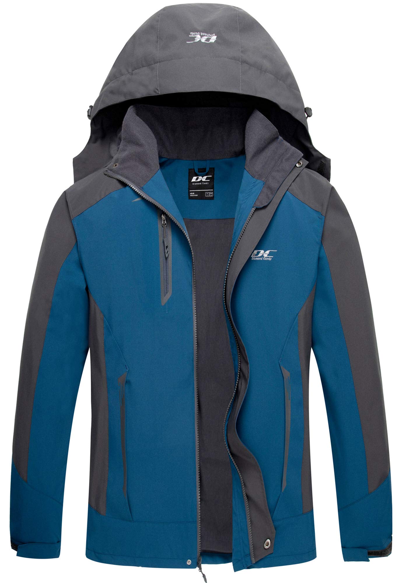Men's Lightweight Waterproof Hooded Rain Jacket - Diamond Candy Outdoor Sportswear for Hiking, Running & Casual Wear