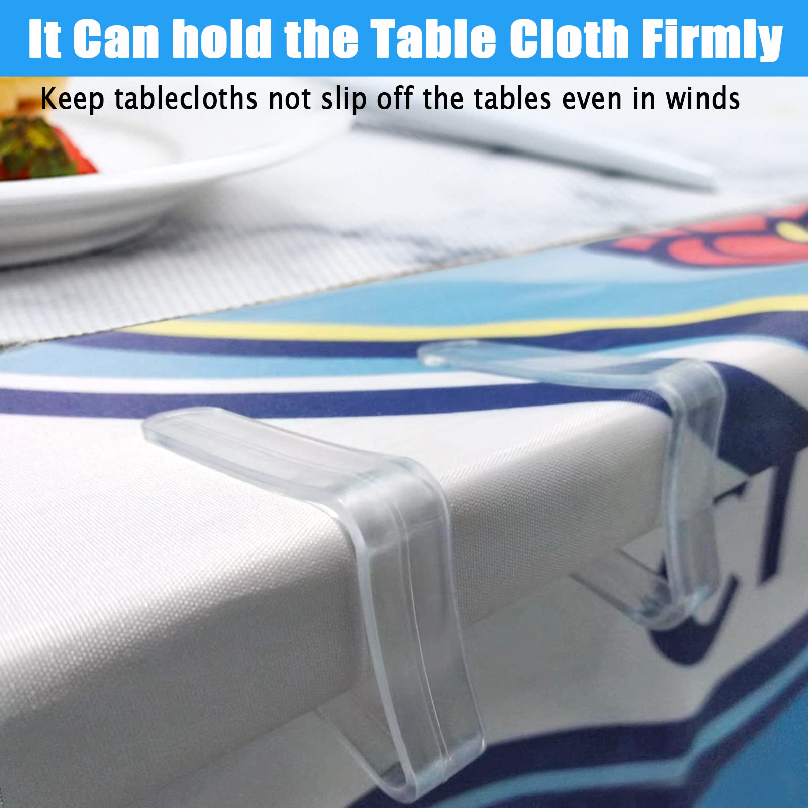 32 Pcs Clear Plastic Tablecloth Clips - Heavy Duty Table Cloth Holders for Indoor Outdoor Events, Parties, Picnics & Camping - Secure Table Cover for Windy Days & Outdoor Dining