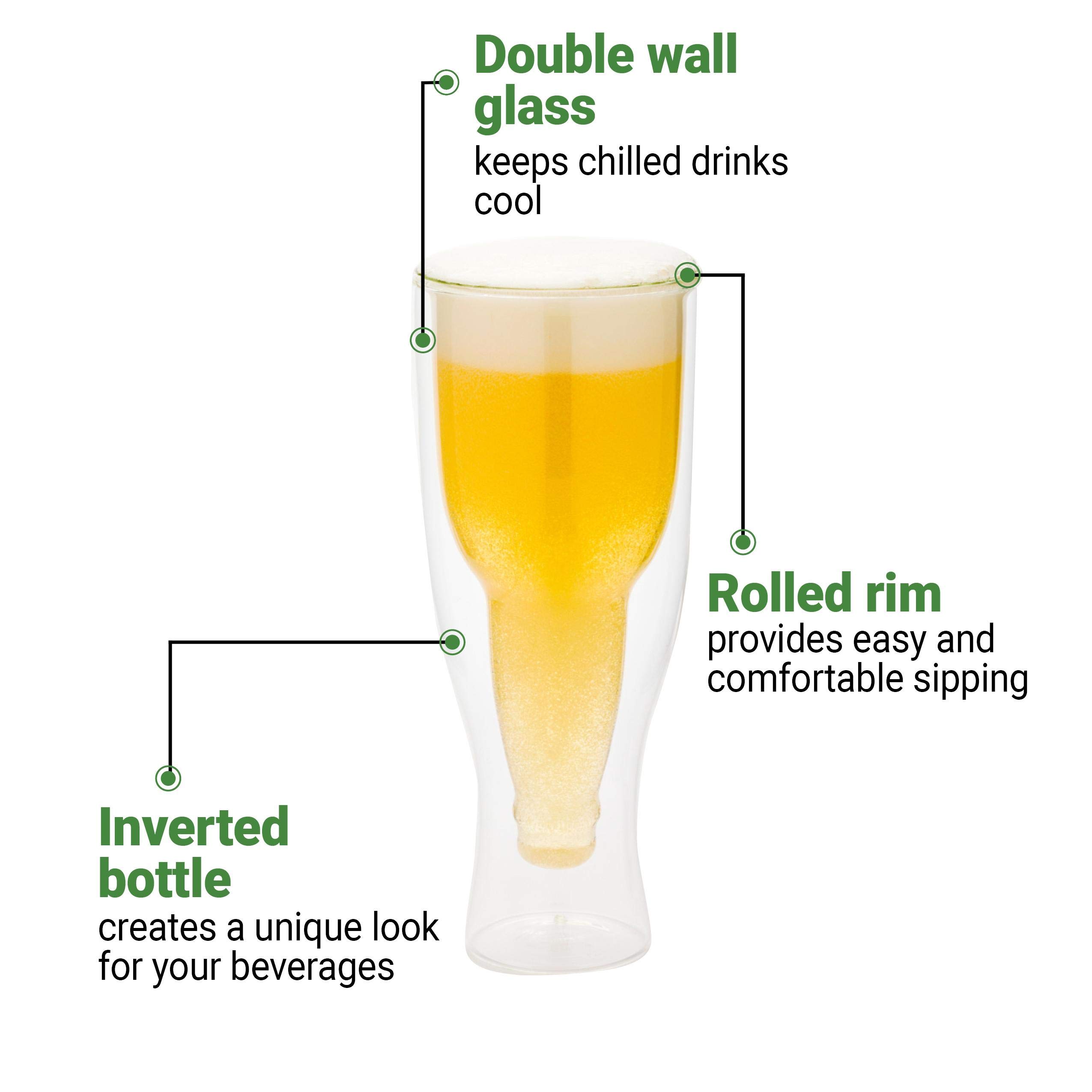 Restaurantware Forma 9oz Double Wall Beer Glasses - 10-Pack Shatterproof Clear Drinking Glasses with Rolled Rim for Beer, Cocktails, Wine & Beverages - Perfect for Bars, Restaurants & Home Entertaining