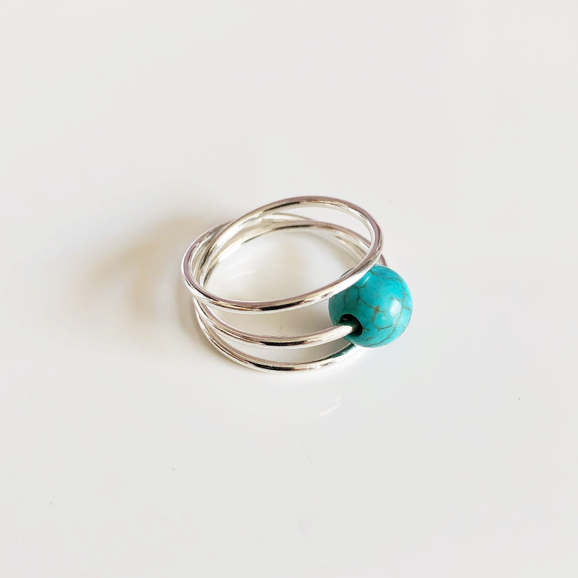 Howlite Turquoise Ring LOELA (R192) - Elegant Boho Jewelry for Women, Perfect for Casual Wear & Gift Giving