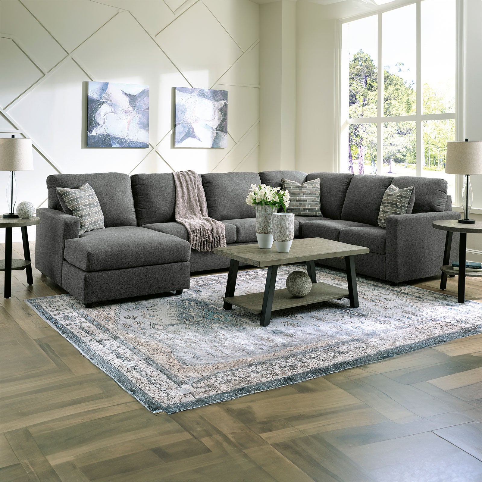 Edenfield Chaise Sectional Sofa - Modern L-Shaped Couch with Recliner for Living Room, Lounge & Family Room - Comfortable Upholstered Fabric Sofa Set for Home Decor