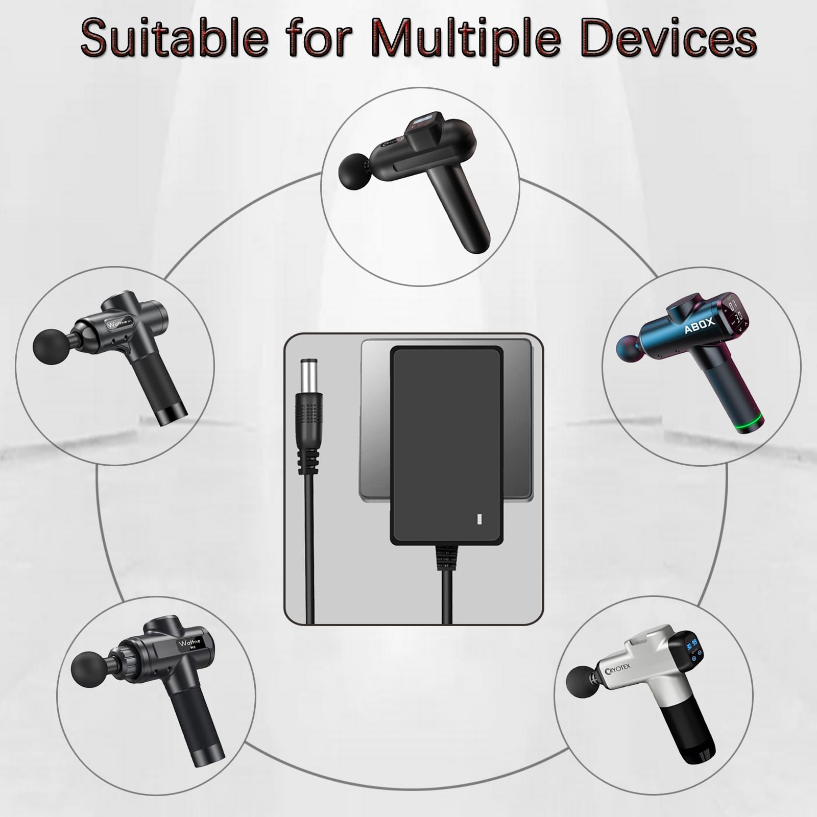 16.8V 1A Massage Gun Power Adapter Replacement for Taotronics TT-PCA004, Homech HM-PCA004, Wattne W1 W2, Cryotex, ABOX - Universal Charger Cable for Deep Tissue Massagers - Perfect for Home, Gym & Travel Use