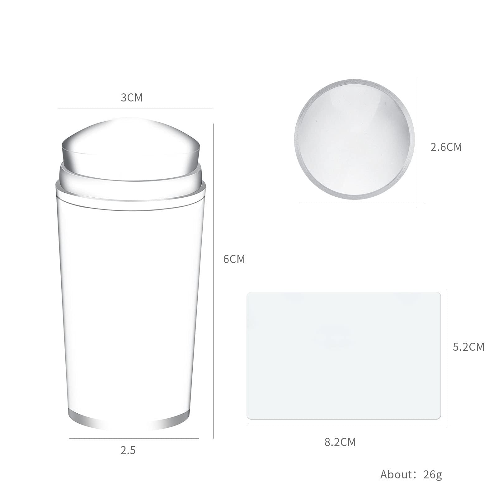 Clear Jelly Nail Stamper for French Tips - Transparent Silicone Rubber Nail Polish Stamper Kit - Perfect for DIY Nail Art, Salon Manicures & At-Home Nail Designs