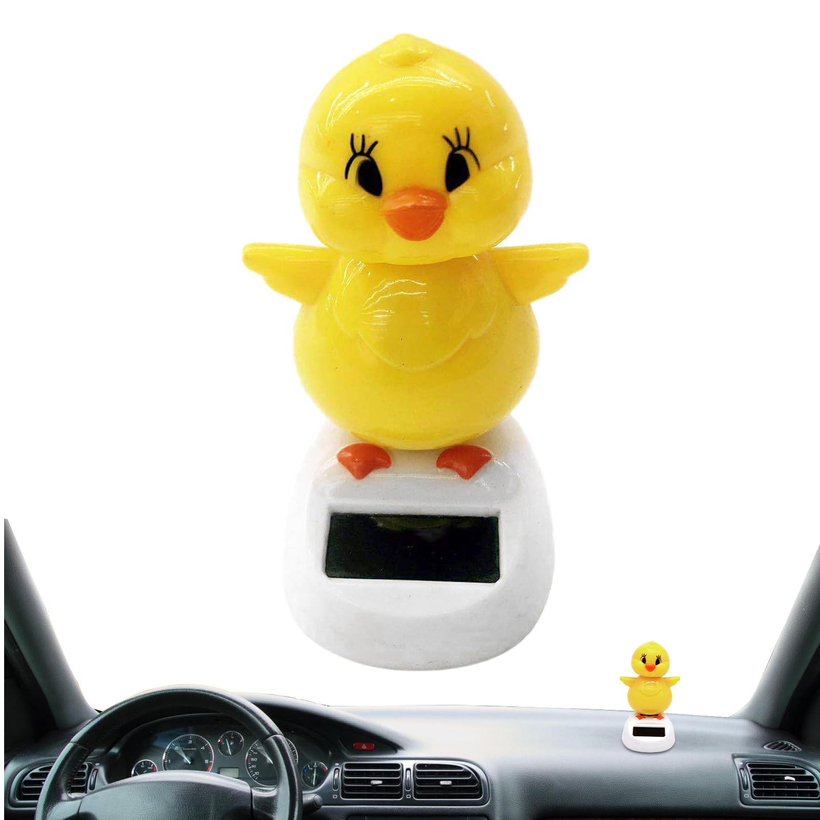 Solar Powered Dancing Chicken Toy - Solar Bobblehead Chick Figure for Car Dashboard, Home Decor, Kids Gifts | Fun Cartoon Ornament for Office Desk, Garden, and Party Decorations