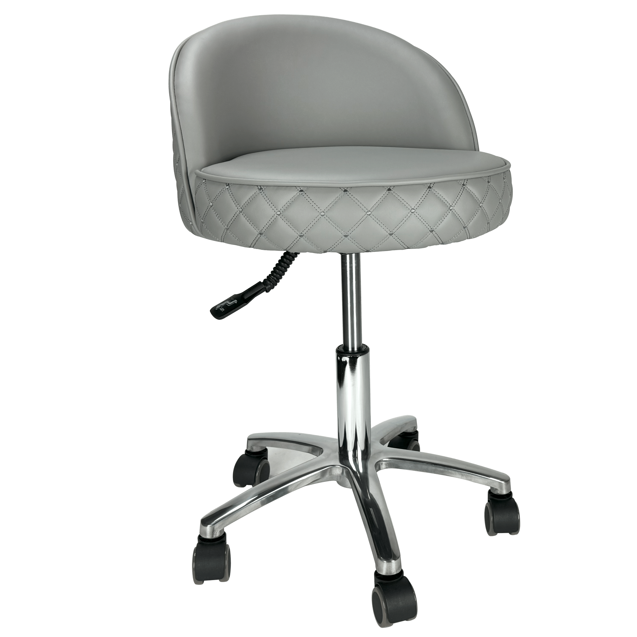 FIORI Ergonomic Nail Technician Stool for Pedicure & Manicure - Adjustable Rolling Stool with Back Support for Salon, Spa & Home Use