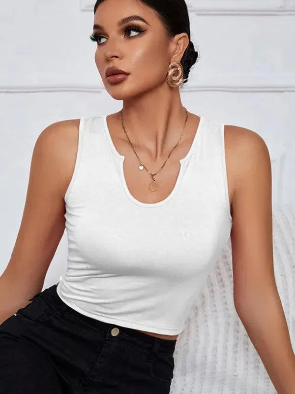 Y Neckline Knit Tank Top for Women - Summer Casual Sleeveless Blouse - Perfect for Beach, Vacation & Everyday Wear