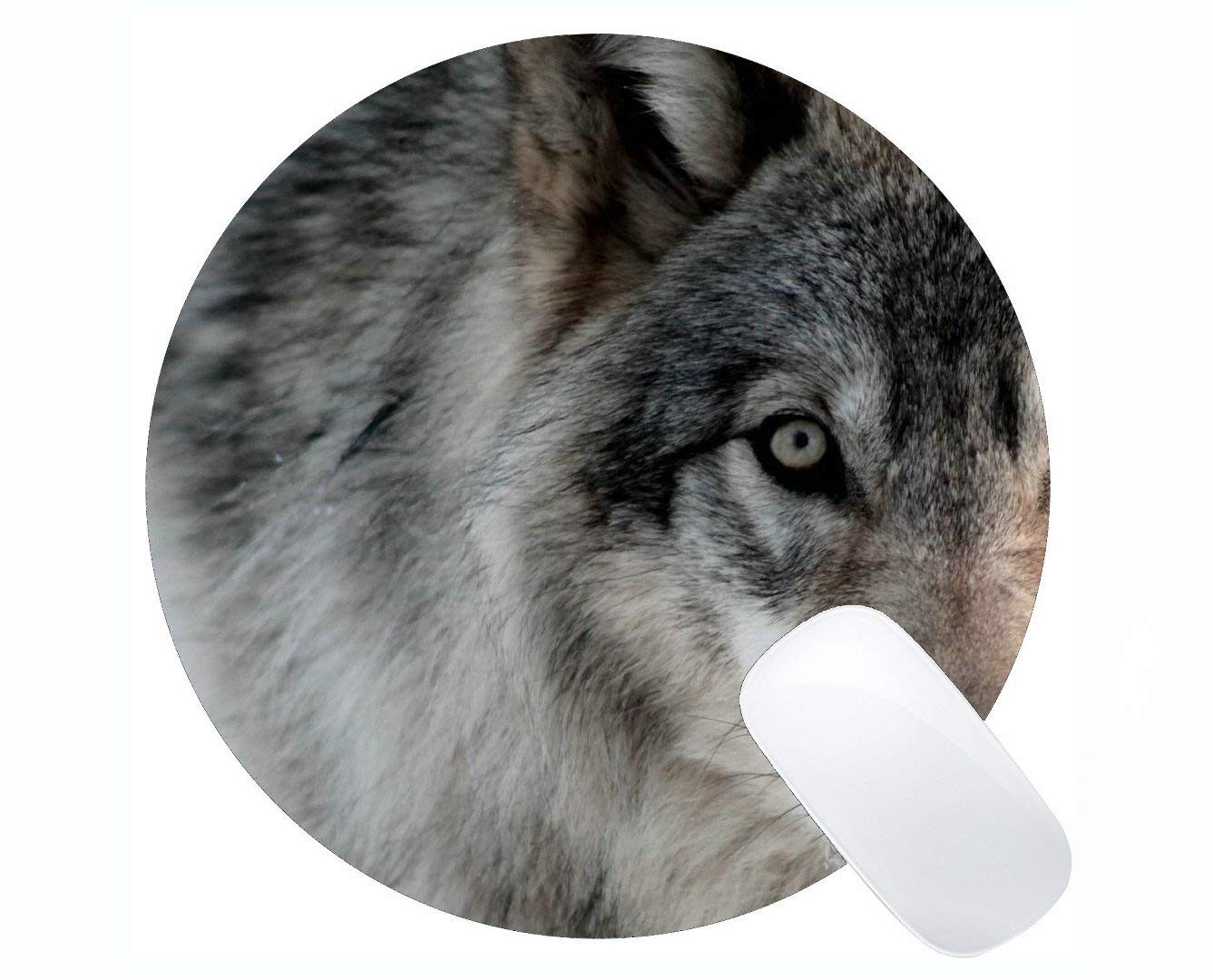 Premium Round Gaming Mouse Pad - Snow Winter Wolf Design Non-Slip Surface (230x230x3mm) for PC & Laptop - Perfect for Office Work, Gaming & Home Computer Use