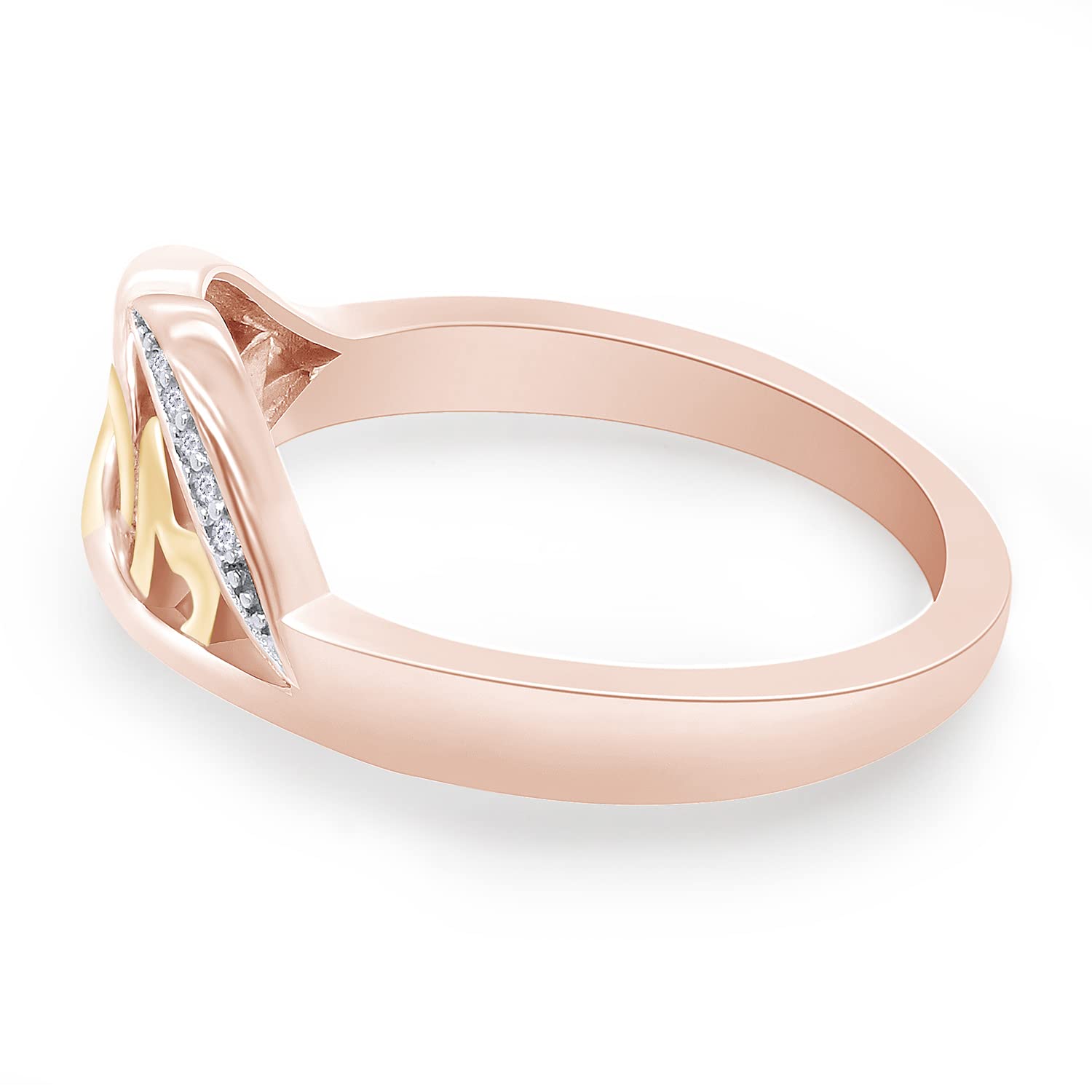 Affy Jewelry 14k Gold Over Sterling Silver Two-Tone Promise Heart Ring with White Cubic Zirconia - Perfect Mother's Day Gift, Anniversary Present & Romantic Keepsake for Women