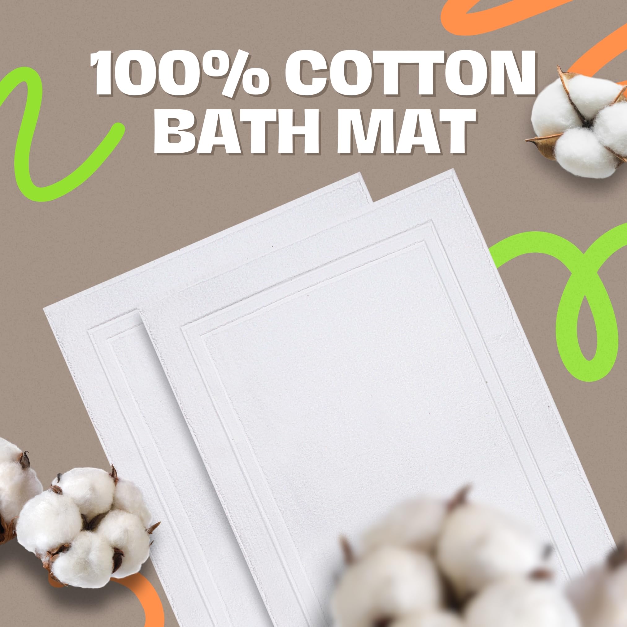 Luxury Cotton Bath Mats 2-Pack, 34x22 Inches - Super Absorbent Bathroom Towel Mats, Soft Floor Towels for Bath & Shower (Brilliant White) | Perfect for Spa-Like Bathroom Experience & Guest Bathrooms