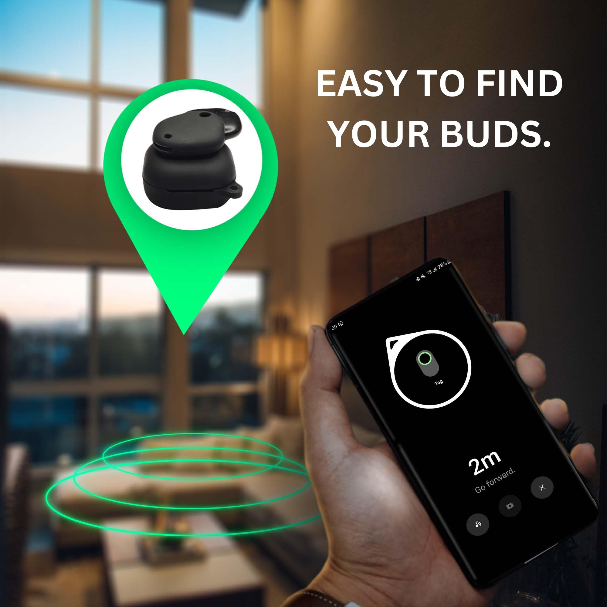 Samsung Galaxy Buds Pro 2 Case with SmartTag Holder - Compatible with Galaxy Buds 2, Buds Live - Android AirTag Alternative - Black | Perfect for Travel, Gym & Daily Use