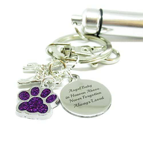 Pet Memorial Keychain with Urn - Personalized Dog & Cat Loss Gift, Engravable Paw Print Keychain for Ashes - Angel in Heaven Quote - Perfect for Pet Owners Coping with Loss