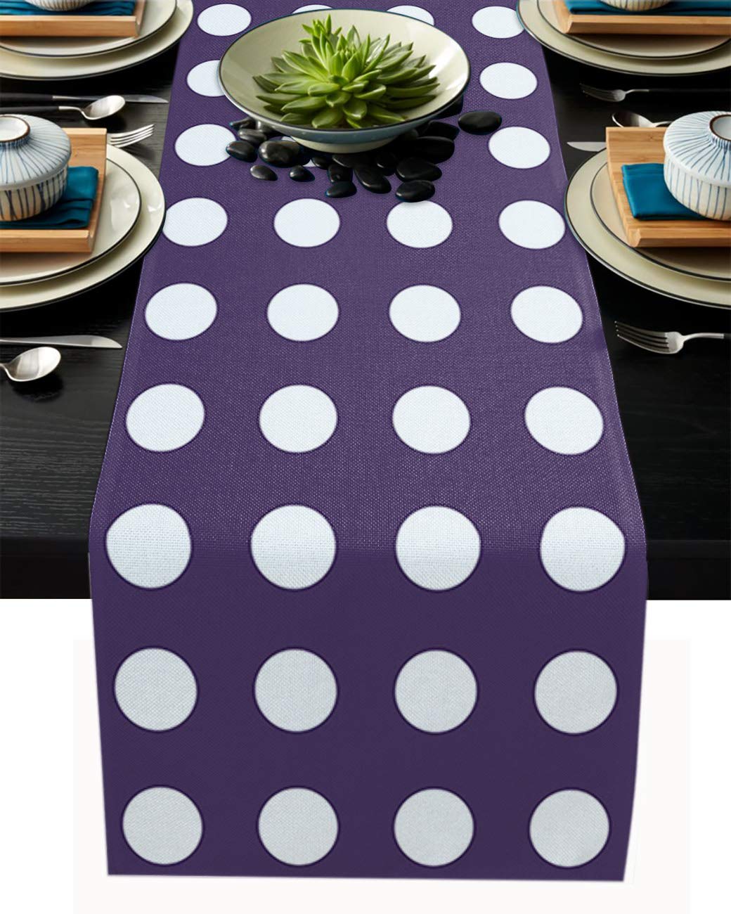 72 Inch Long Purple Wave Point Table Runner - Elegant Dining & Kitchen Decor for Parties, Weddings & Home Decor (18x72 Inches) | Perfect for Coffee Tables, Buffets & Holiday Celebrations