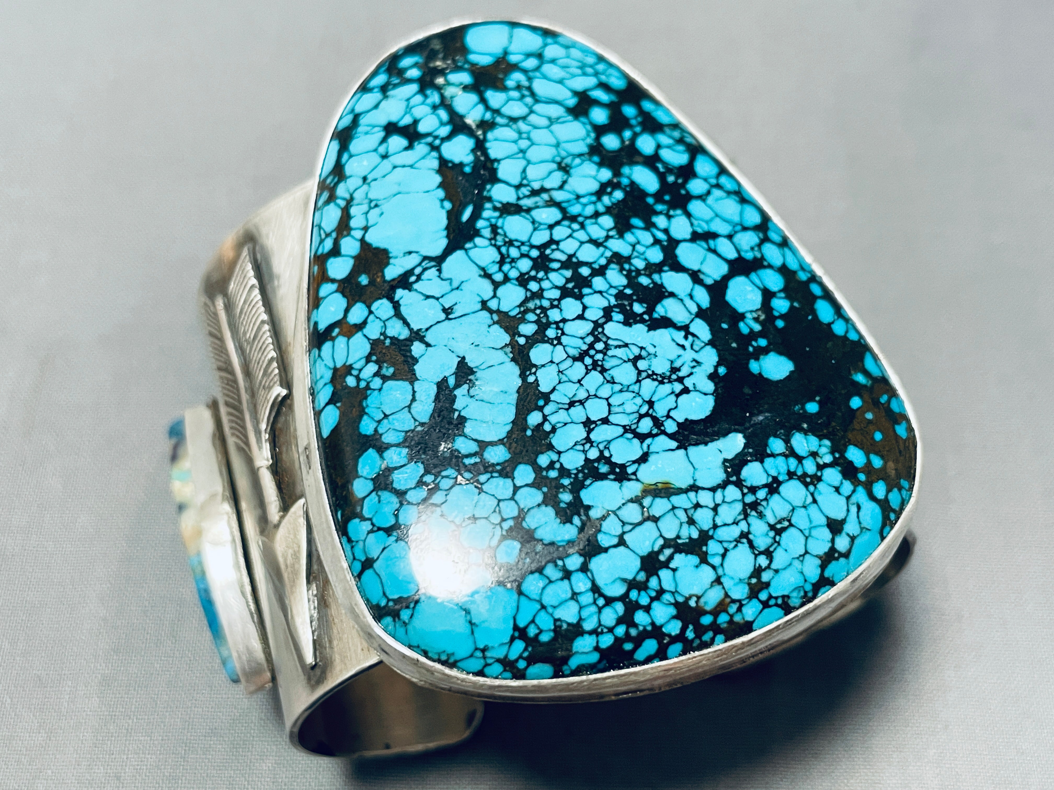 152 Gram Intense Spiderweb Turquoise Native American Navajo Sterling Silver Bracelet - Handmade Southwest Jewelry for Women, Boho Fashion Accessory, Gift for Her