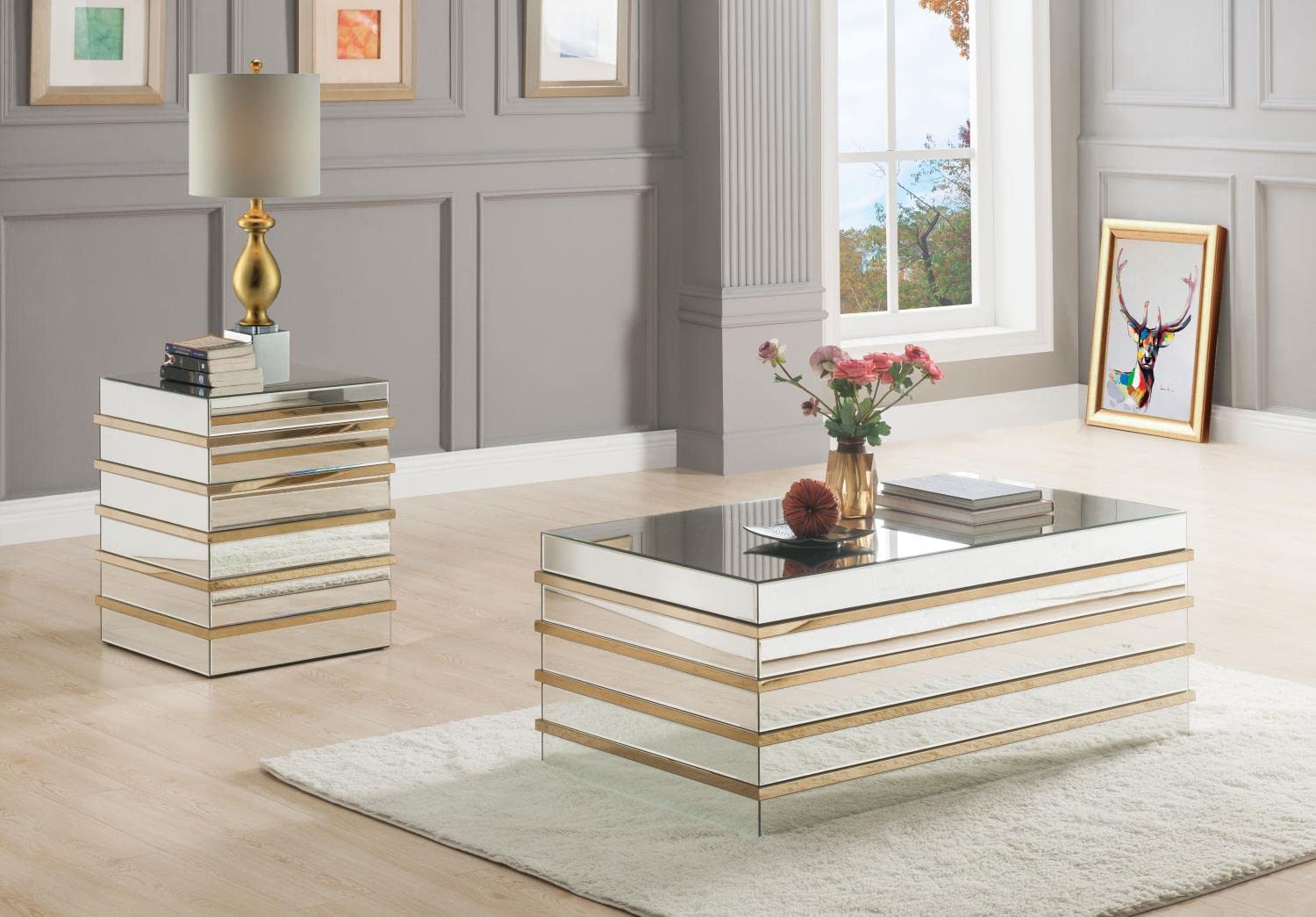 Acme Osma Modern Coffee Table - Gold & Mirrored Finish - Stylish Living Room Centerpiece for Home Decor