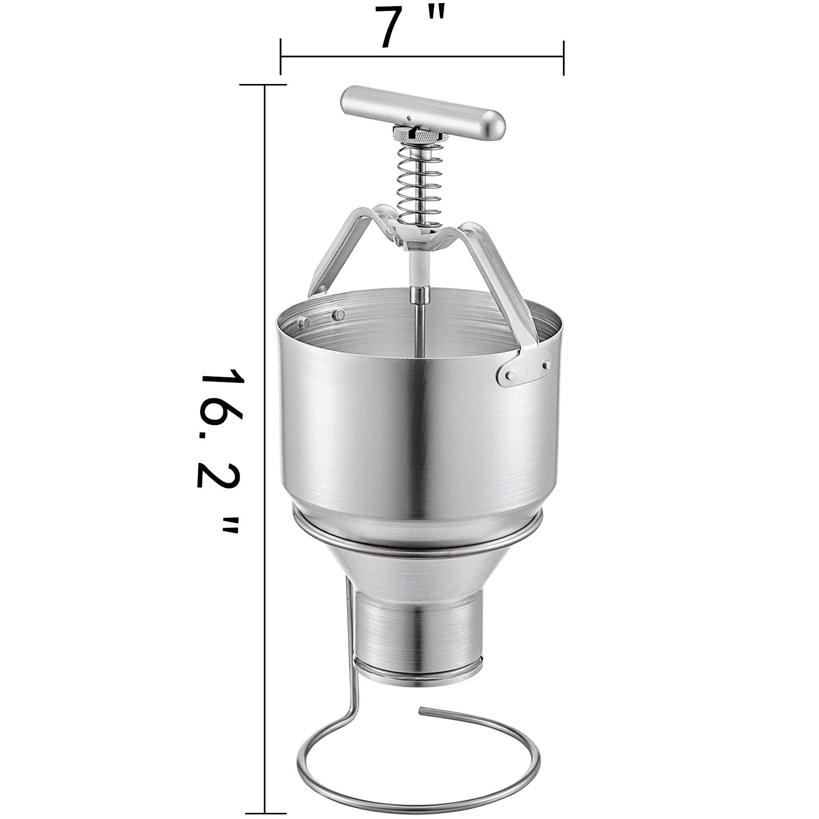 VBENLEM 5L Donut Depositor - Manual Donut Dropper Hopper with 6 Adjustable Thickness Settings, Food-Grade Aluminum Donut Batter Dispenser with Stand for Home Bakeries & Commercial Kitchens - Perfect for Making Uniform Donuts, Pancakes & Muffins