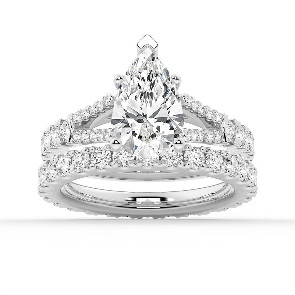 Exquisite Pear Shaped Split Shank Moissanite Engagement Ring - Perfect for Proposals, Weddings & Anniversary Gifts