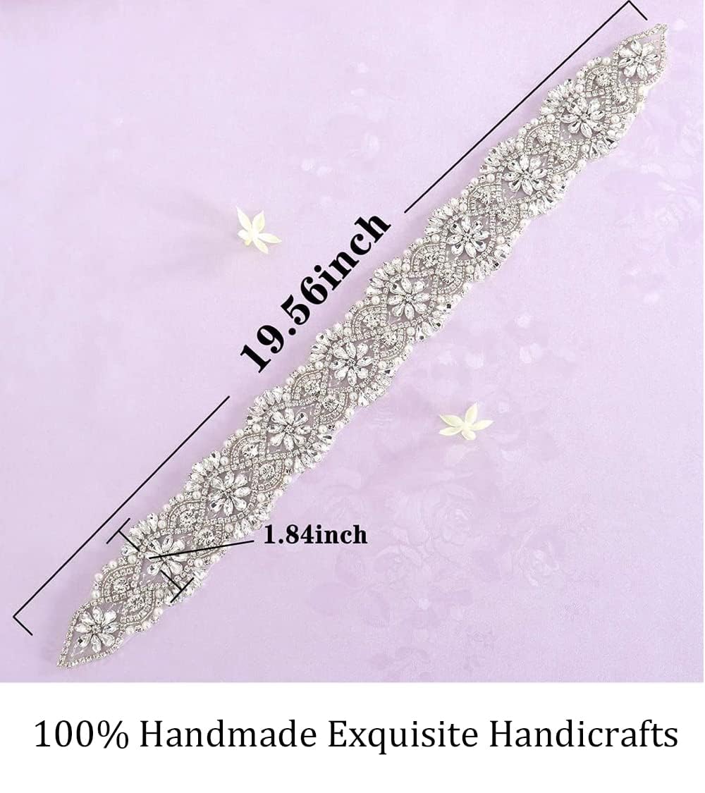 Pardecor Rhinestone Wedding Belt - Crystal Bridal Sash for Wedding Dress, Bridesmaid & Prom Gowns - Elegant Dress Accessory for Special Occasions