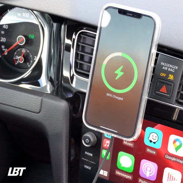 LBT Mag Stream 15W Fast Wireless Car Charger with Magnetic Mount - Perfect for iPhone 14/13/12 & Android Phones - Safe Charging While Driving