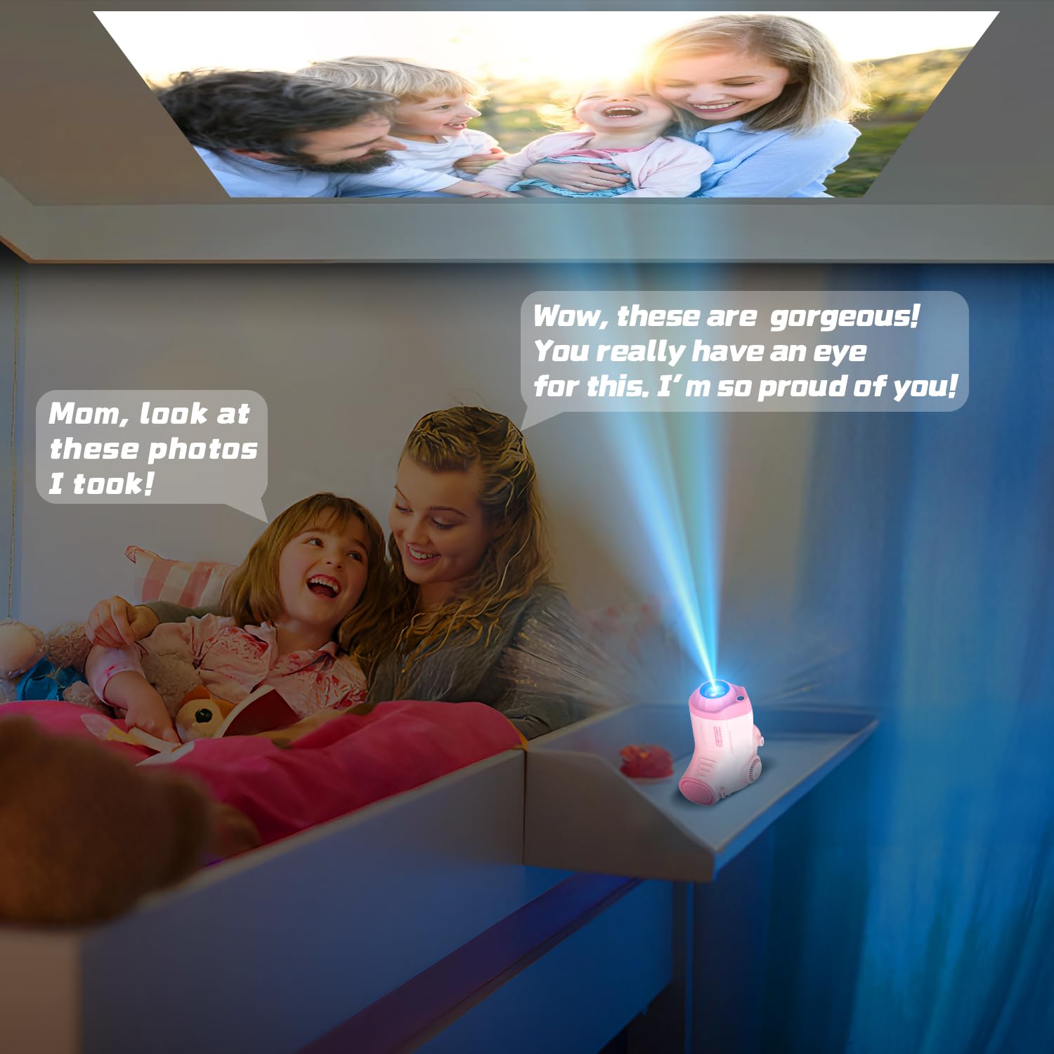 **Kids Camera with Projector - 1080P HD Big Screen Selfie Camera with Tripod, 32GB Memory, Perfect Birthday Gift for Boys & Girls Ages 6-12 (Pink) - Great for Travel, Parties & Creative Play**