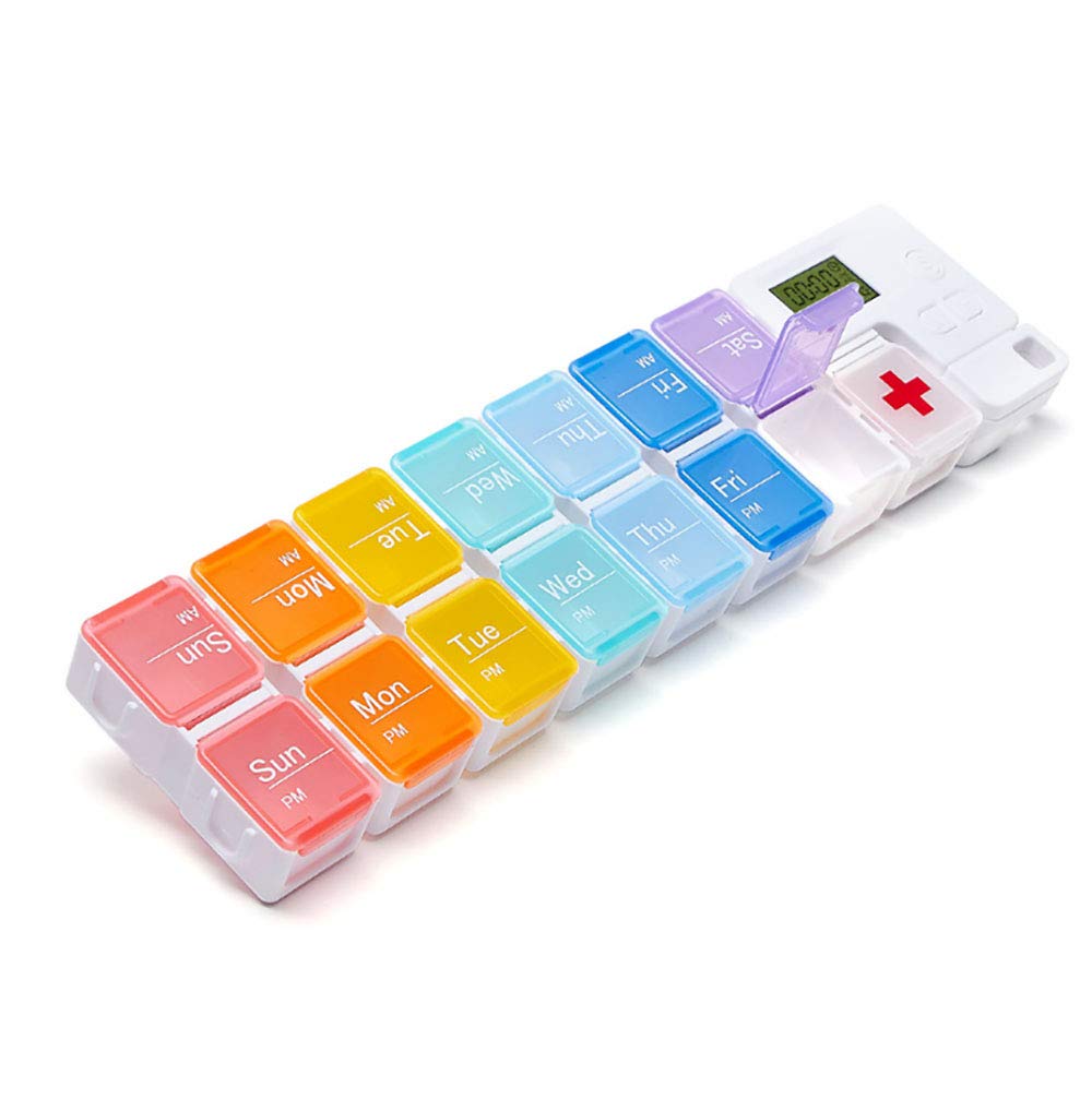 7-Day Weekly Pill Organizer with Timer & Reminder - AM/PM Detachable Pill Box for 2x Daily Medication - Perfect for Travel, Elderly Care & Daily Medication Management