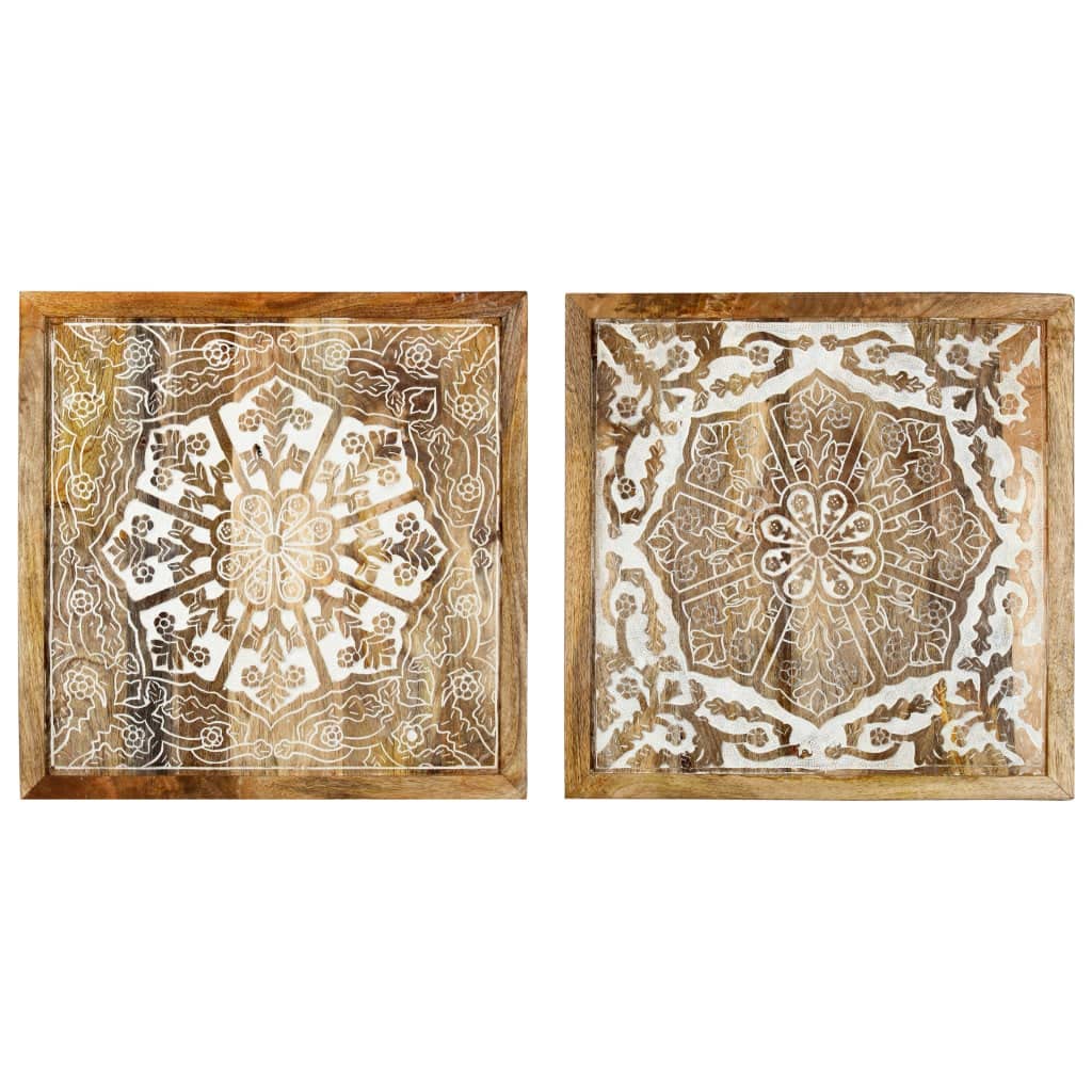 Hand-Carved Mango Wood Wall Panels - Set of 2 (23.6
