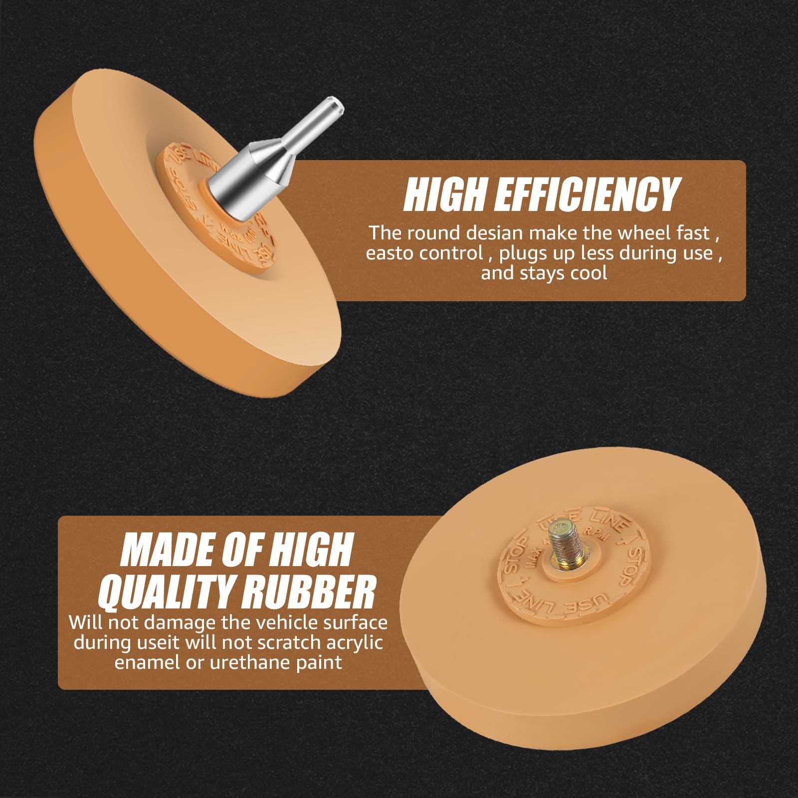 2PCS 4-Inch Rubber Decal Remover Wheel - Safe Car Sticker & Adhesive Removal Tool for Vinyl, Bumper Stickers - Smooth Eraser Wheel for Auto Detailing & DIY Projects