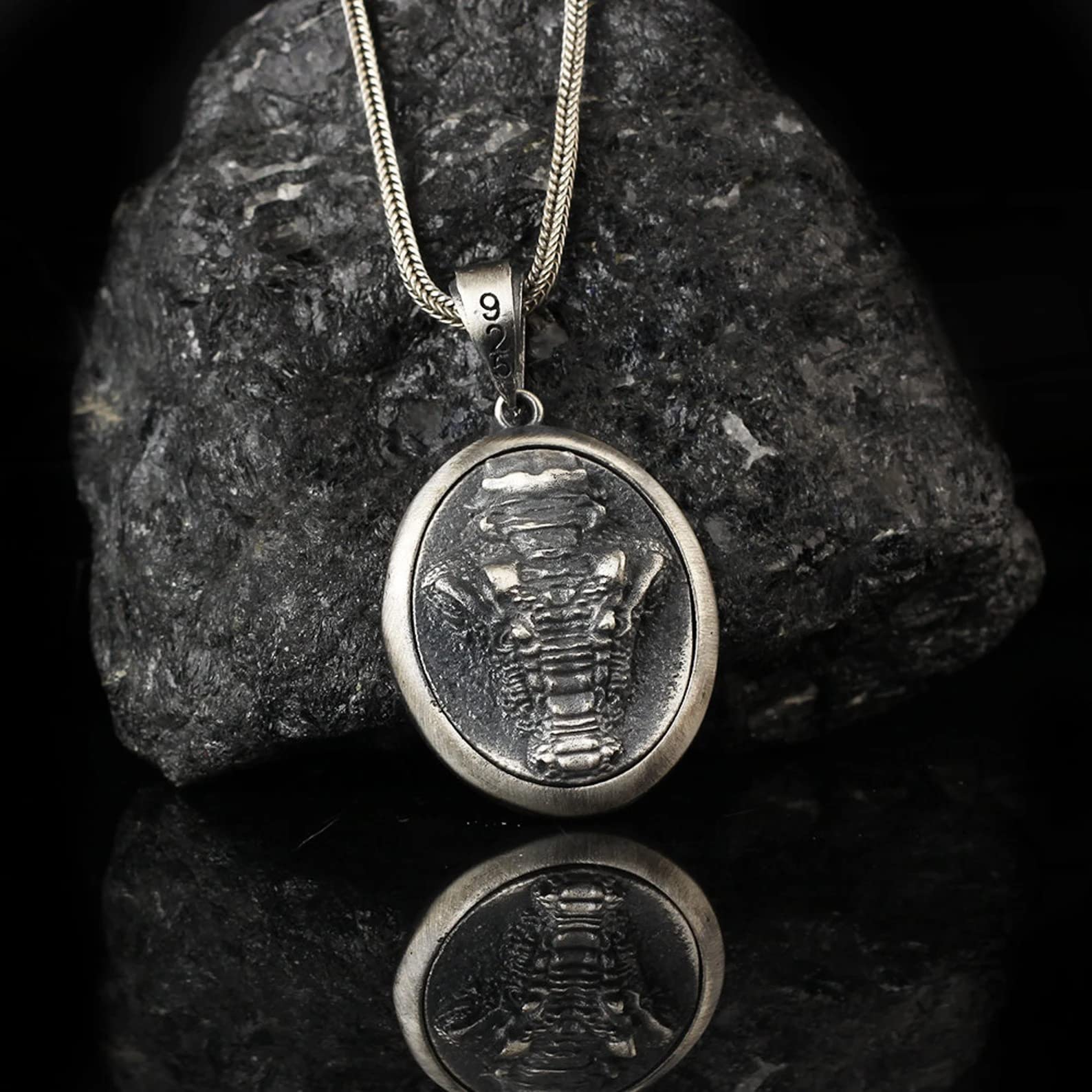 Men's Solid Sterling Silver Crocodile Pendant Necklace - Heavy Alligator Medallion for Men - Masculine Jewelry Gift for Him - Perfect for Casual Wear, Date Nights & Special Occasions