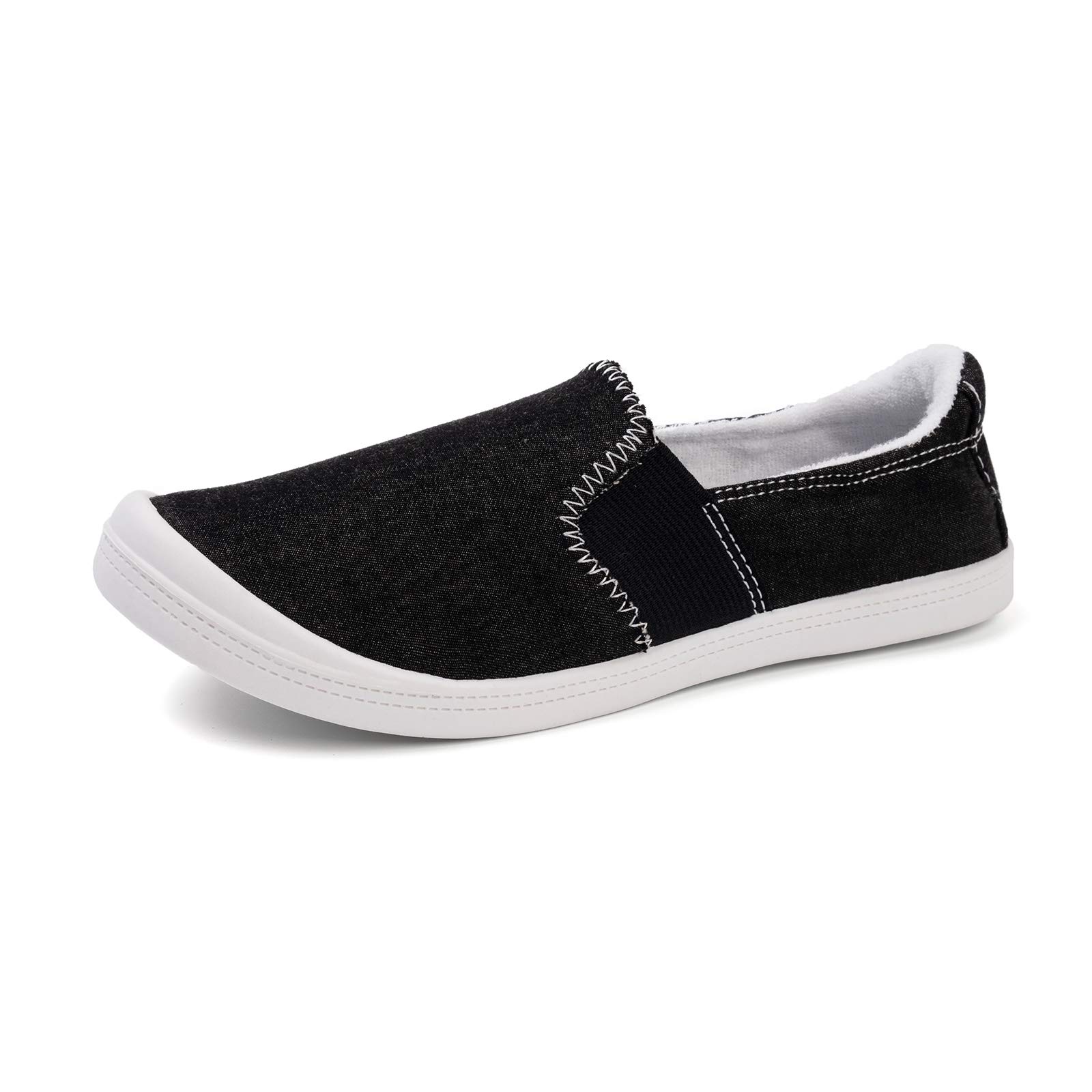FunkyMonkey Women's Comfortable Low Top Canvas Slip-On Sneakers - Classic Casual Walking Shoes for Everyday Wear, Travel & Light Exercise
