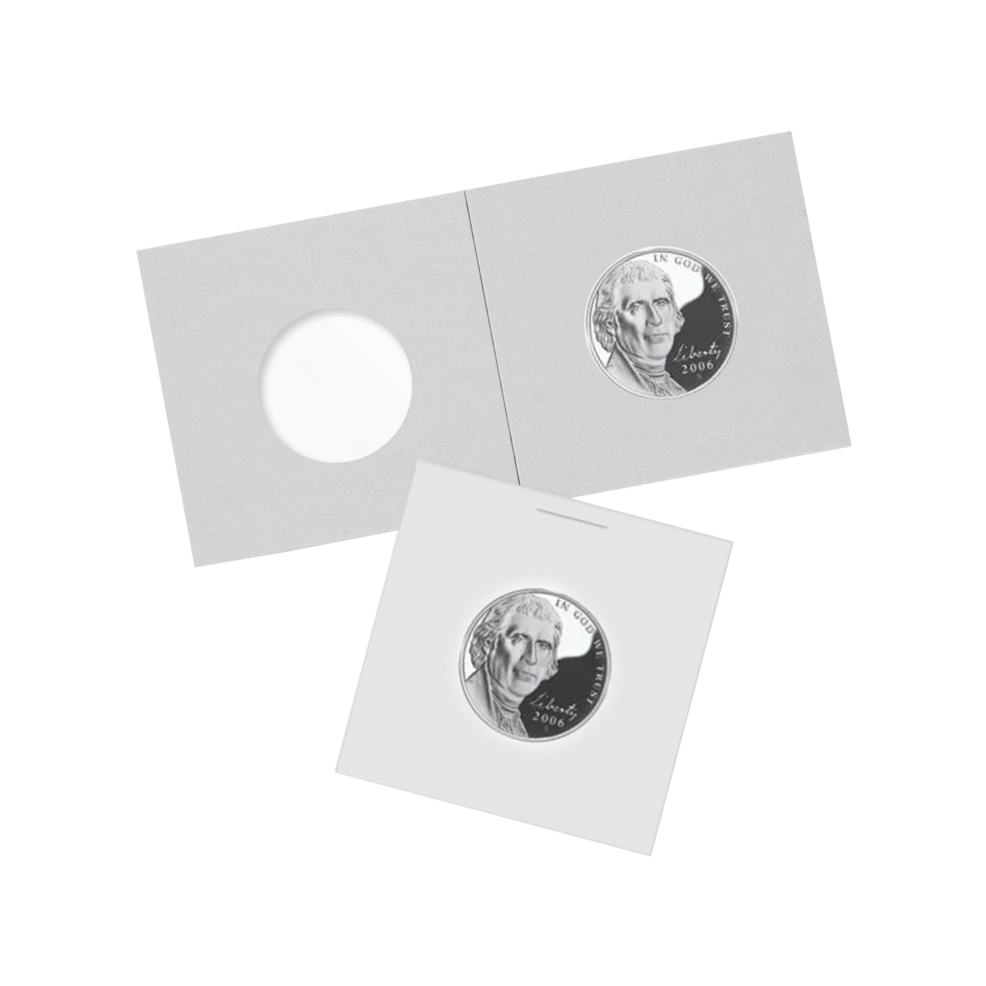 100 Pack 2x2 Inch Cardboard Coin Holders for Nickels - Archival Safe Coin Flips for Collecting, Storage & Display - Perfect for Coin Collectors, Numismatists & Hobbyists
