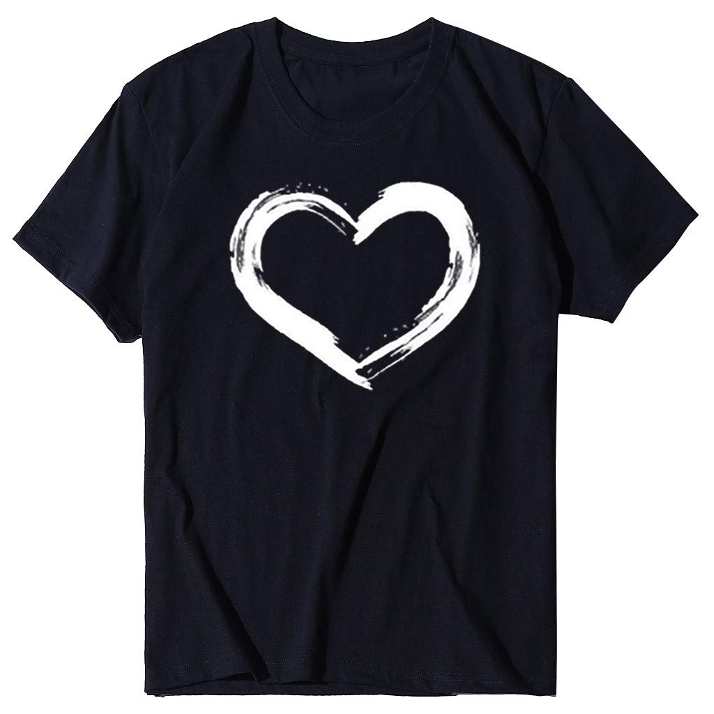Women's Love Heart Graphic Tee - Short Sleeve Regular Fit T-Shirt Top | Cute Funny Gift Idea for Valentine's Day, Anniversary & Casual Wear 2023