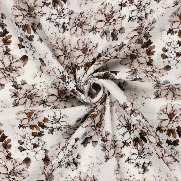 Rustic Floral Double Gauze Fabric - Soft & Breathable for DIY Dresses, Quilts, and Home Decor