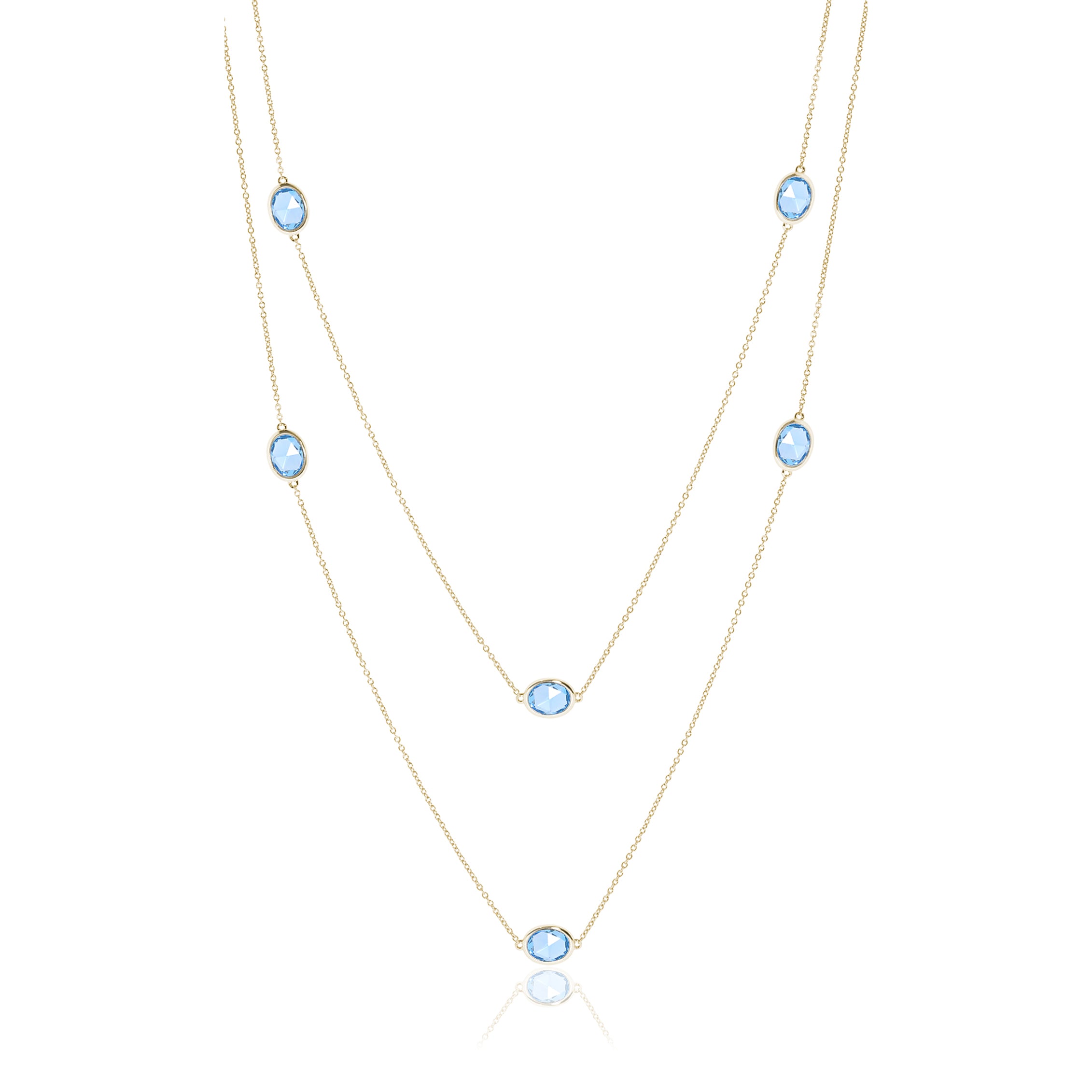 Swiss Blue Topaz Station Necklace - Elegant Layering Jewelry for Women, Perfect for Everyday Wear & Special Occasions