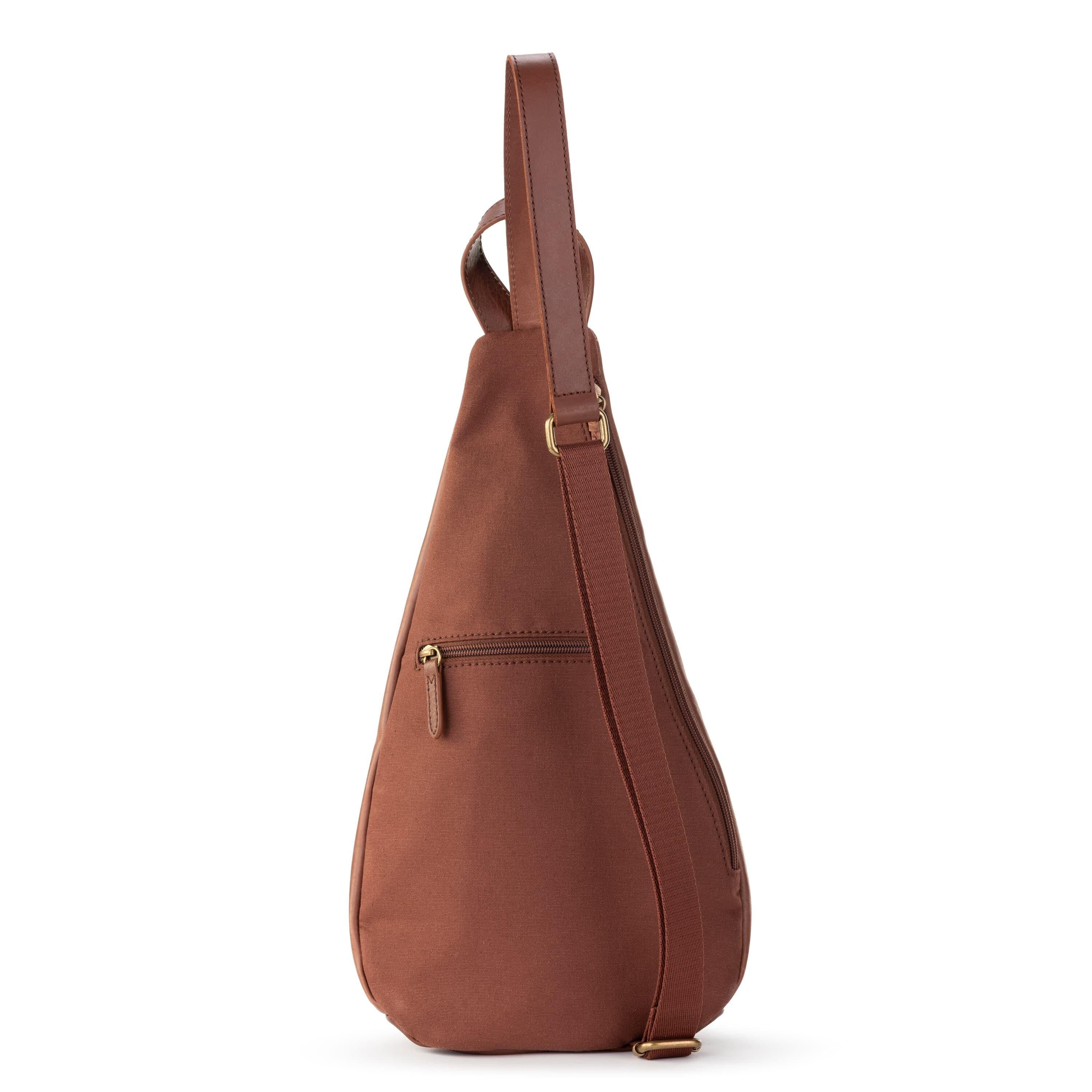 Premium Geo Sling Backpack - Genuine Leather & Teak Wood Accents - Perfect for Travel, Hiking, and Everyday Use