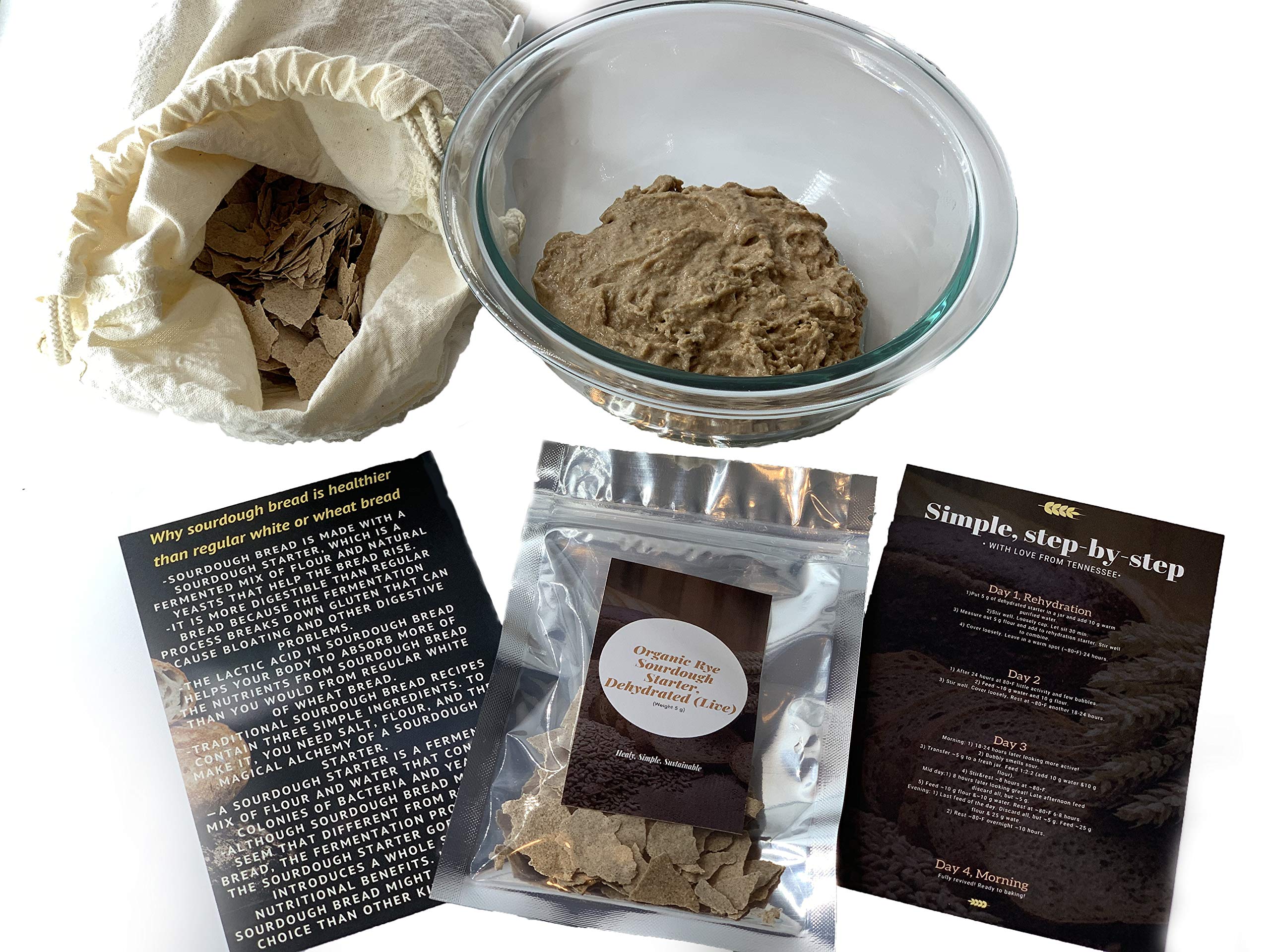 Organic Rye Sourdough Starter - Dehydrated Live Culture for Homemade Artisan Bread | Perfect for Baking Healthy Sourdough Loaves, Pancakes & Pizza Dough | Easy to Use & Long Shelf Life