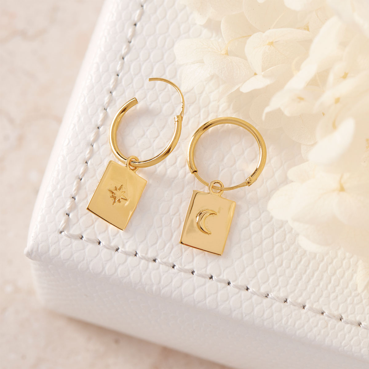Celestial Medallion Sleepers Gold - Elegant Gold-Tone Earrings for Women, Perfect for Sleep, Everyday Wear & Special Occasions