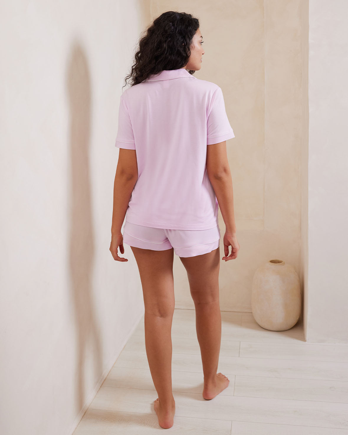 TENCEL™ Modal Short Sleeve Button Up Pajama Set for Women - Soft & Breathable Sleepwear, Lounge Wear - Perfect for Summer Nights & Relaxing at Home - Pink
