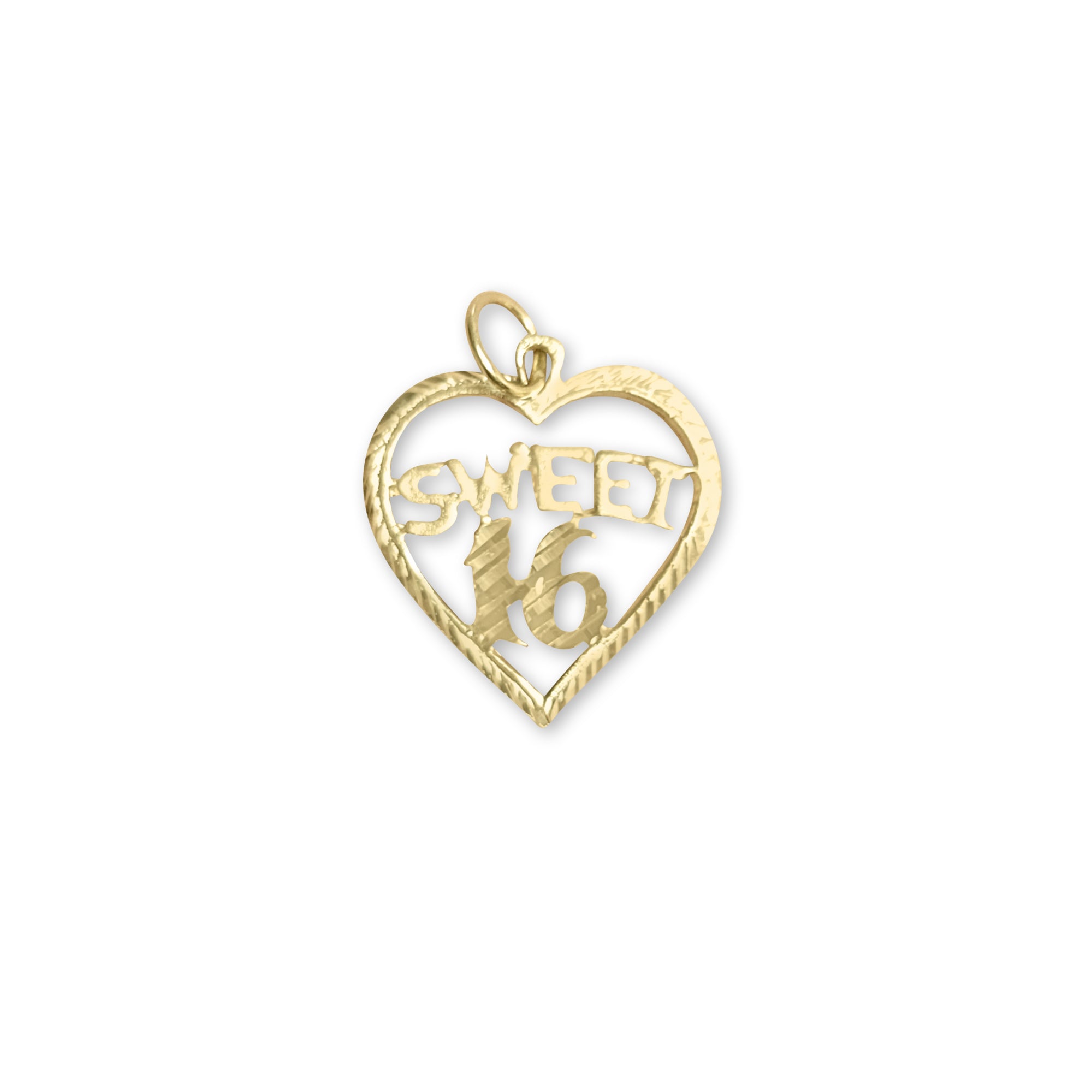 Sweet 16 Heart Shaped Charm Necklace with Diamond Cuts - Perfect for Birthday Gifts, Anniversary Presents & Teen Jewelry