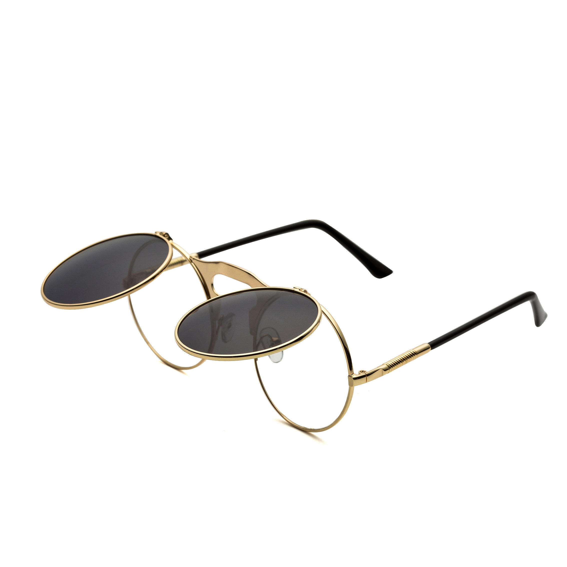 Vintage Round Steampunk Sunglasses for Men & Women - Retro Flip-Up Aviator Sunglasses with UV Protection | Perfect for Cosplay, Outdoor Activities & Fashion Accessories