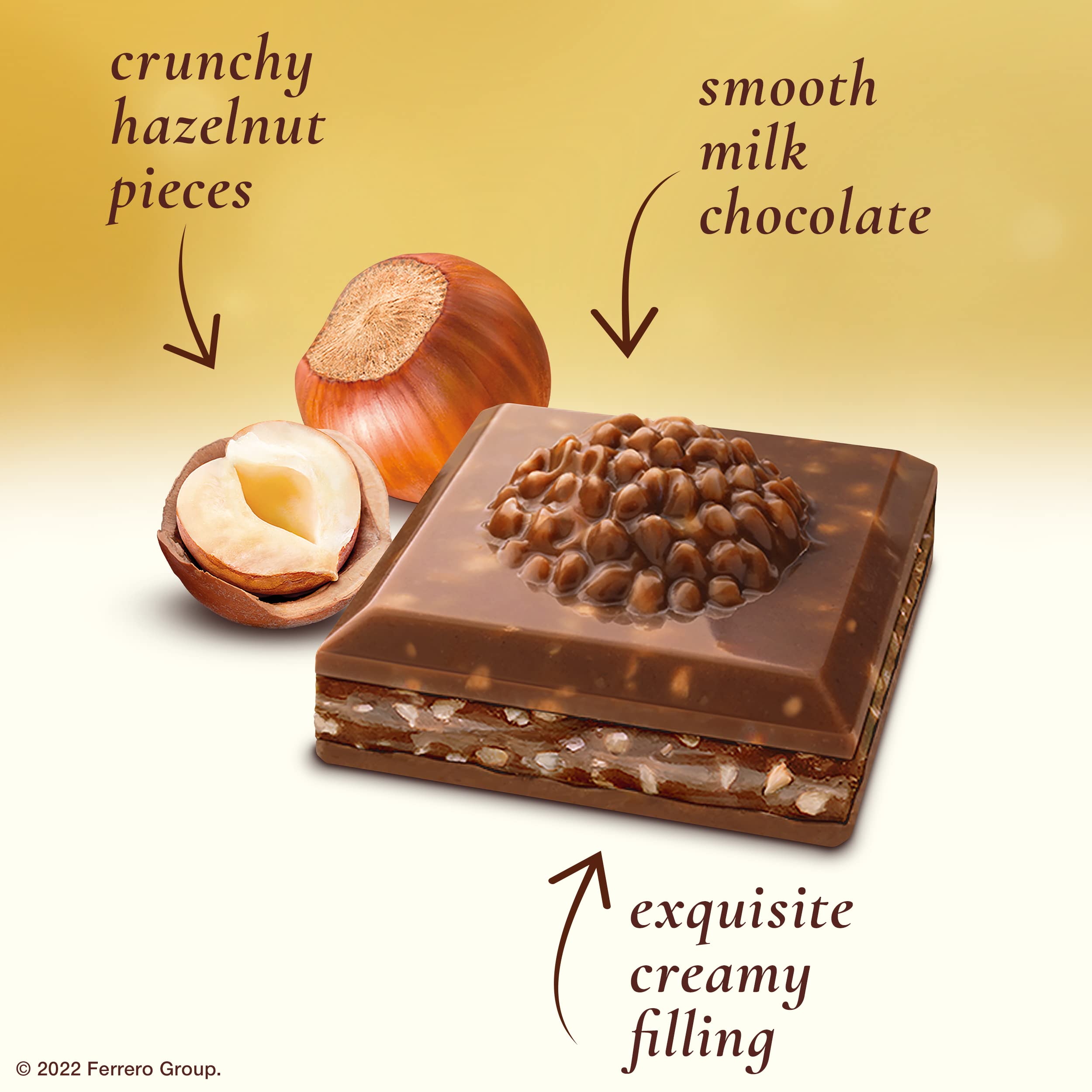Ferrero Rocher Premium Milk Chocolate Hazelnut Bars - 8 Pack (3.1 oz Each) | Individually Wrapped Luxury Chocolates for Gifts, Holidays & Special Occasions | Perfect for Valentine's Day, Christmas & Corporate Events
